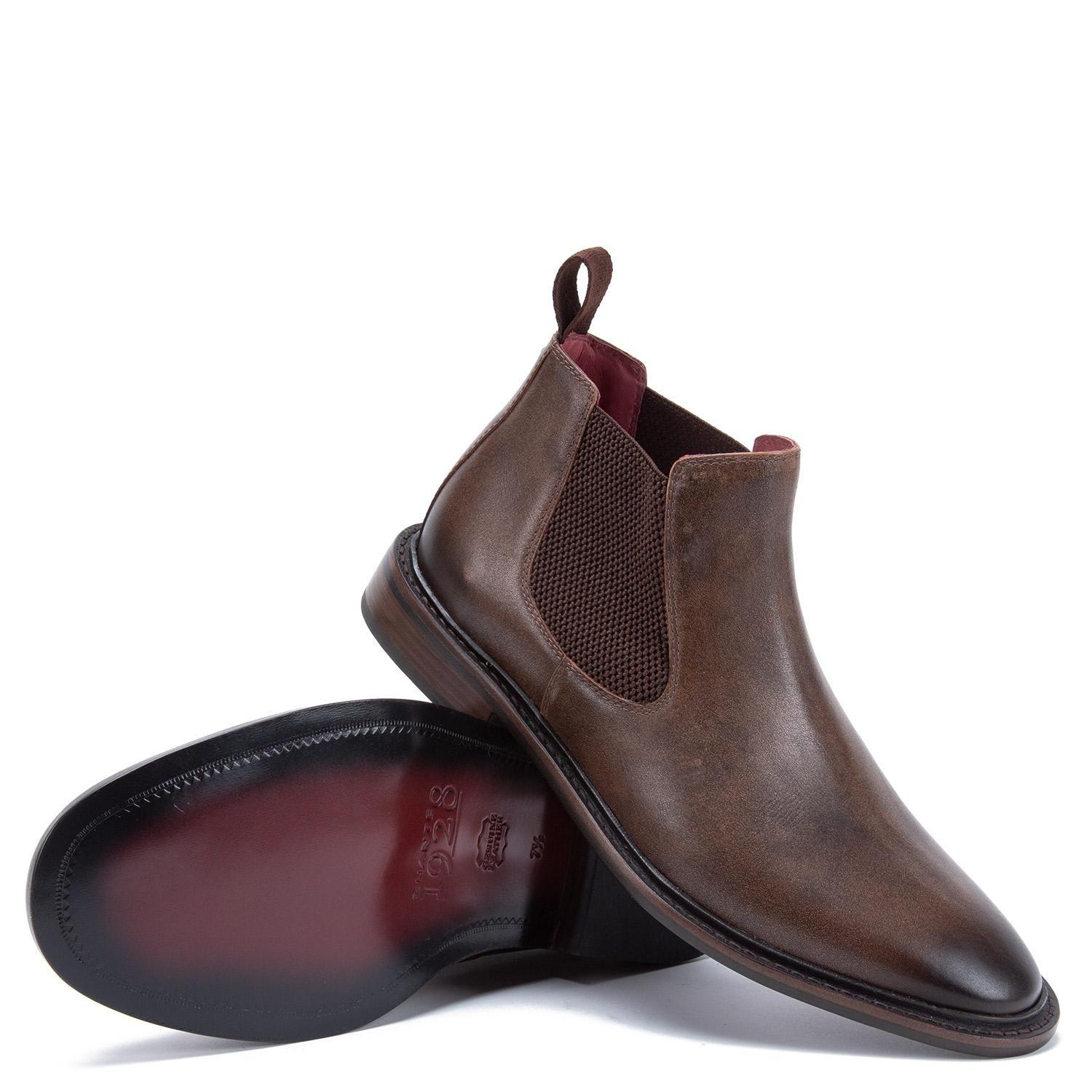 Botin de cuero hombre Guante chocolate Suela-3
