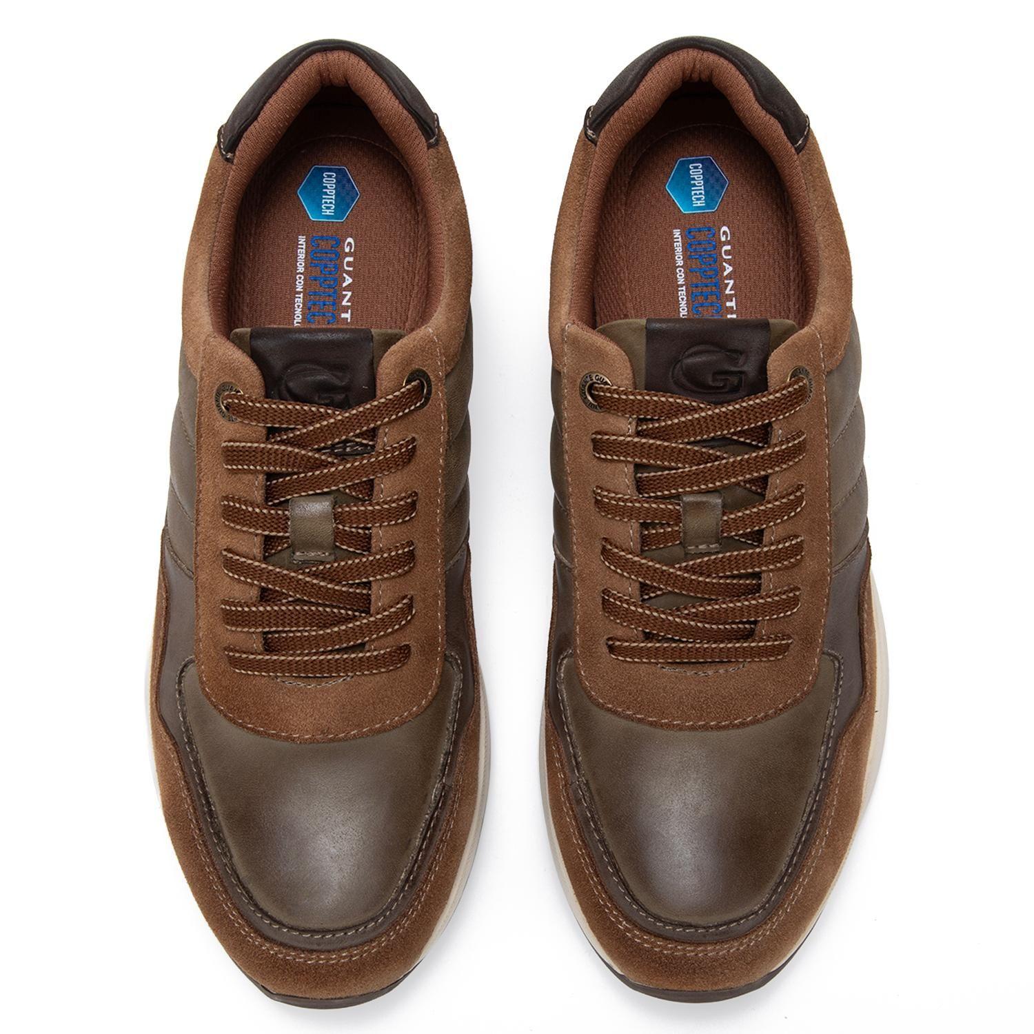 Zapatilla de cuero hombre Guante tost/olivo Pekin-2