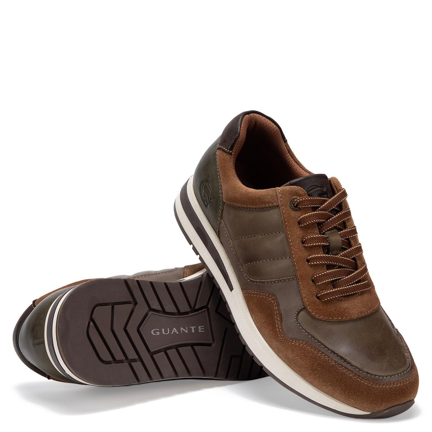 Zapatilla de cuero hombre Guante tost/olivo Pekin-4
