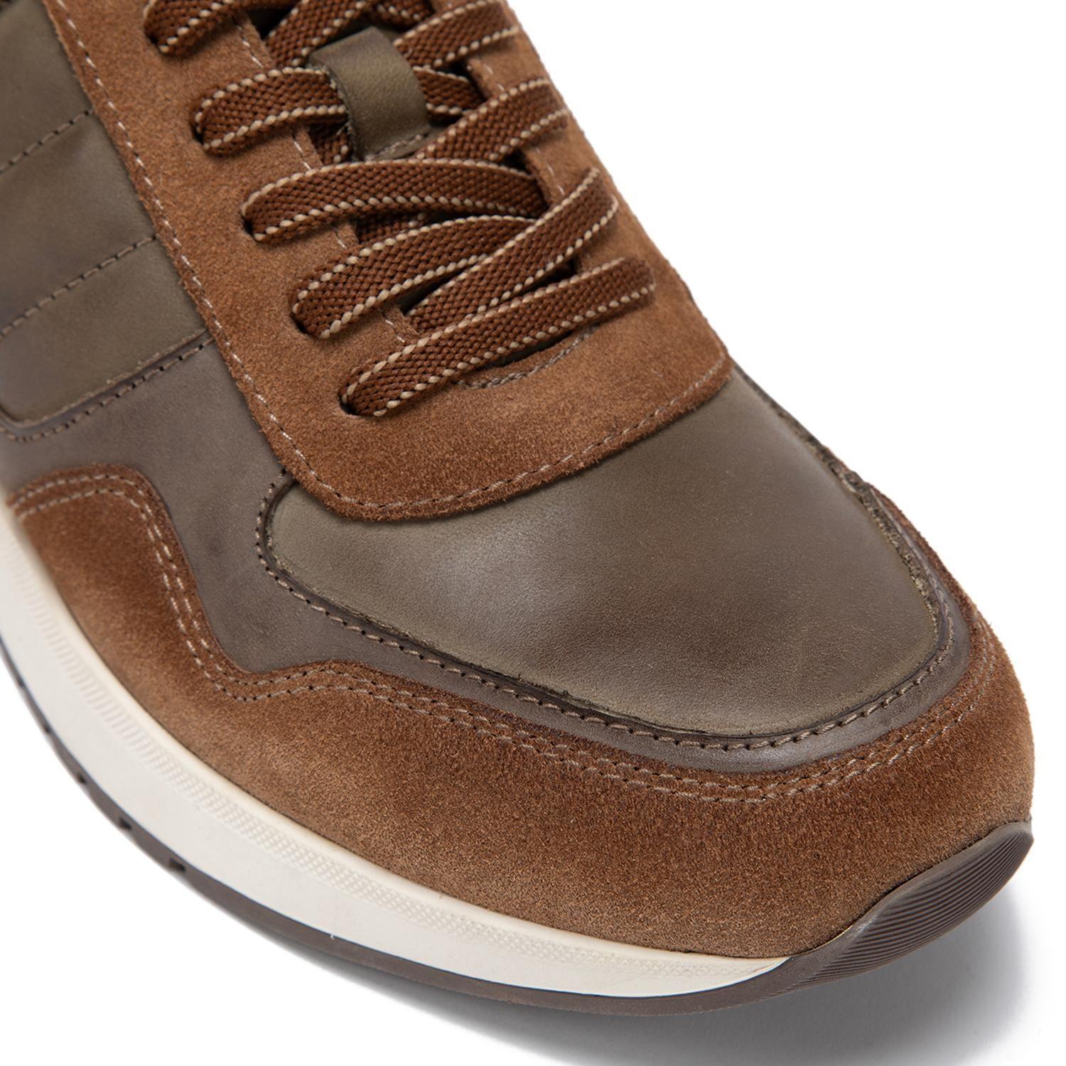 Zapatilla de cuero hombre Guante tost/olivo Pekin-5
