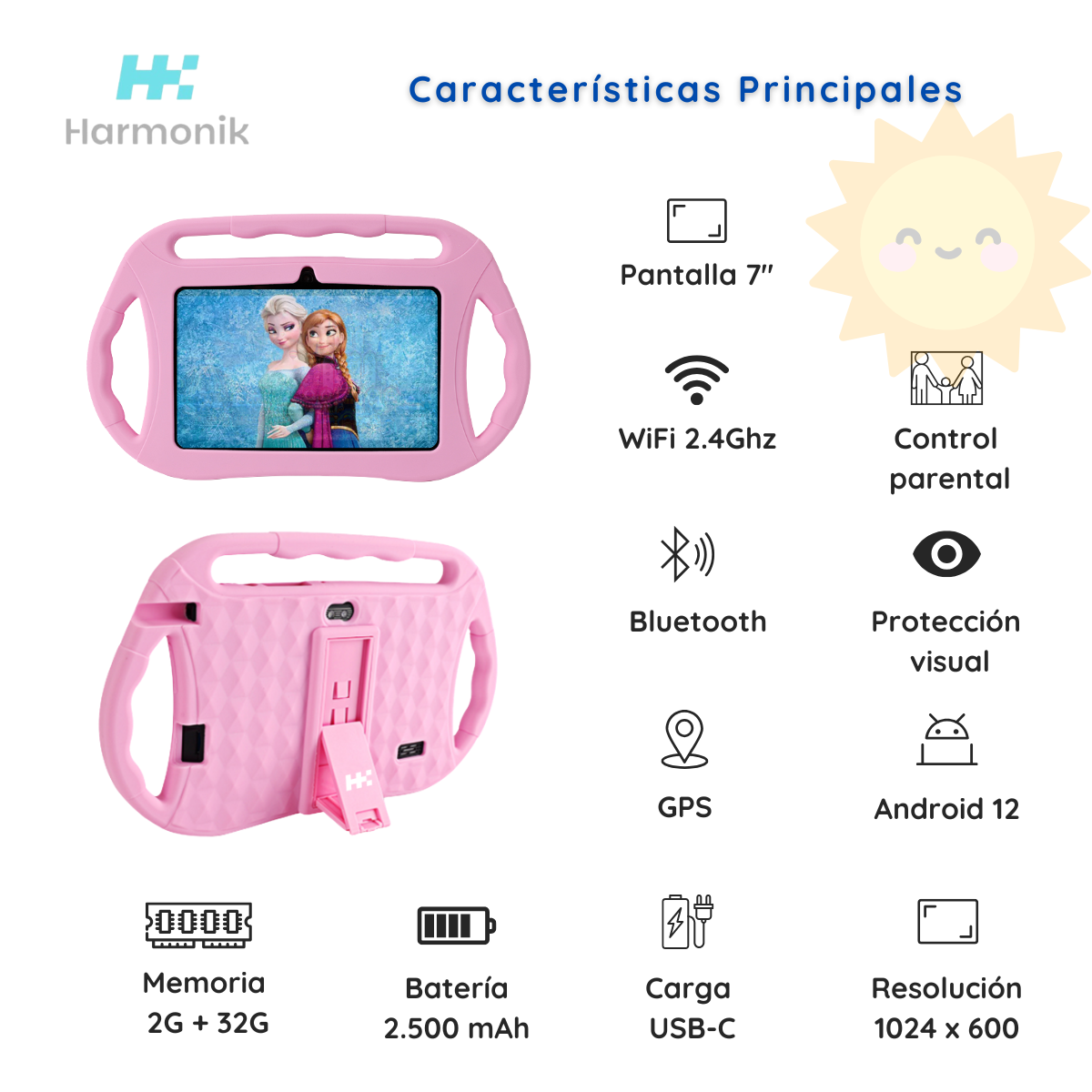 Tablet Para Ni os 7 Pulg 2G 32G Control Parental Wifi Playstore Veidoo V883 Rosa-1