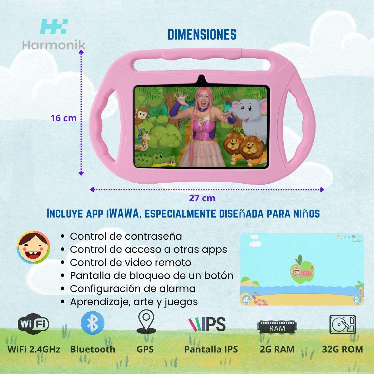 Tablet Para Ni os 7 Pulg 2G 32G Control Parental Wifi Playstore Veidoo V883 Rosa-3