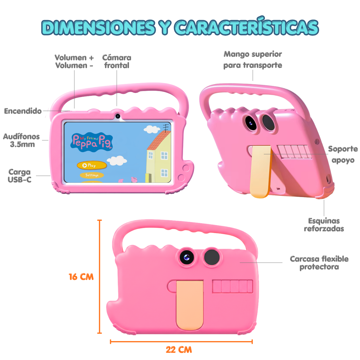 Tablet Para Ni os 7 Pulg 2G 32G Control Parental Wifi Playstore Harmonok AT70K-4