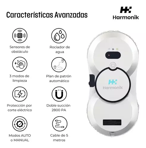 Robot Limpia Vidrios Aut nomo Inteligente Harmonik Hrc10 2800 Pa-2