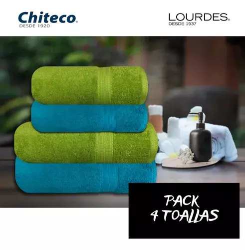 Pack 4 Toallas Chiteco 100 Algod n 500g Ba o Manos Colores Verde Pistacho y Esmeralda-7