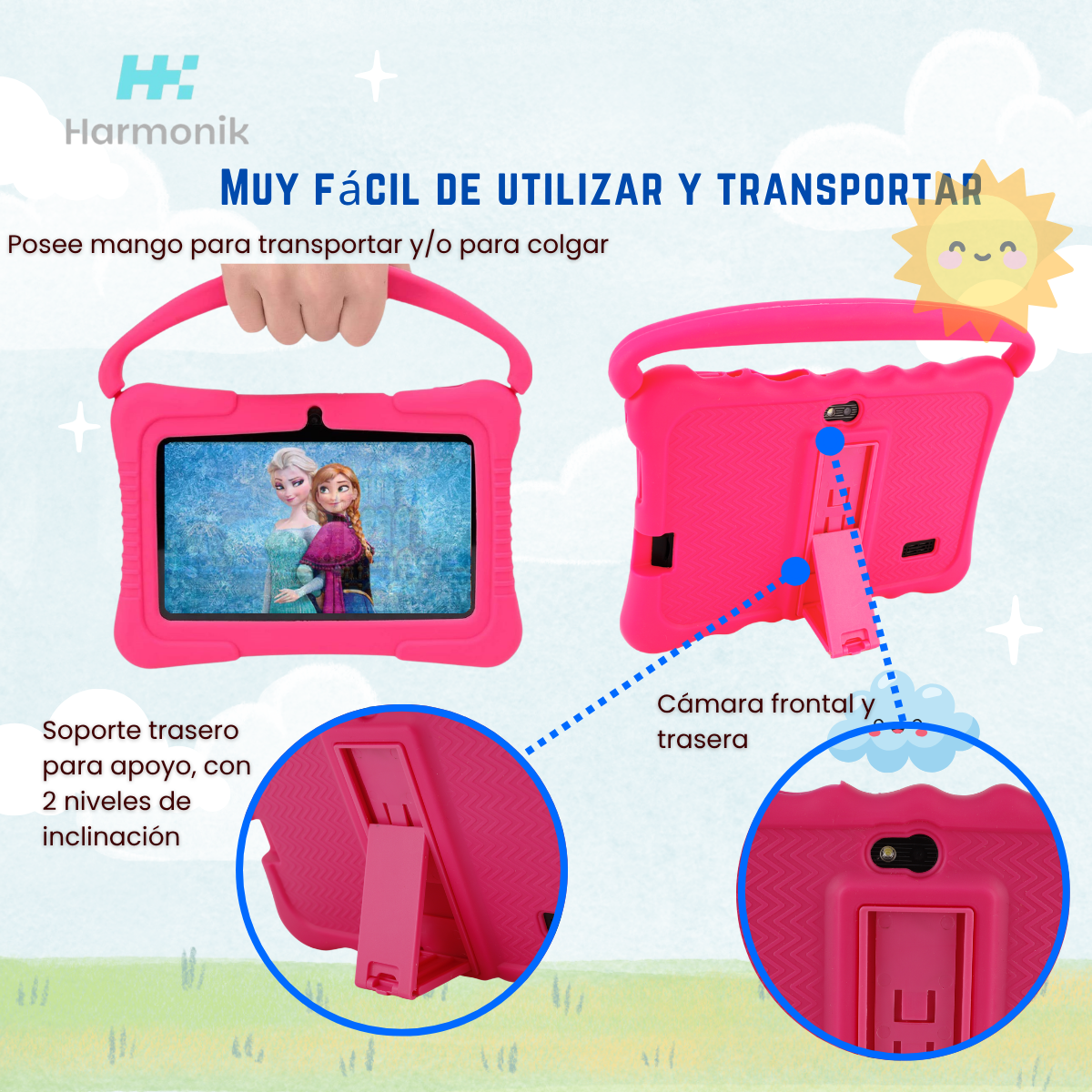 Tablet Para Ni os 7 Pulg 2G 32G Control Parental Wifi Playstore Veidoo V881 Rosa-4