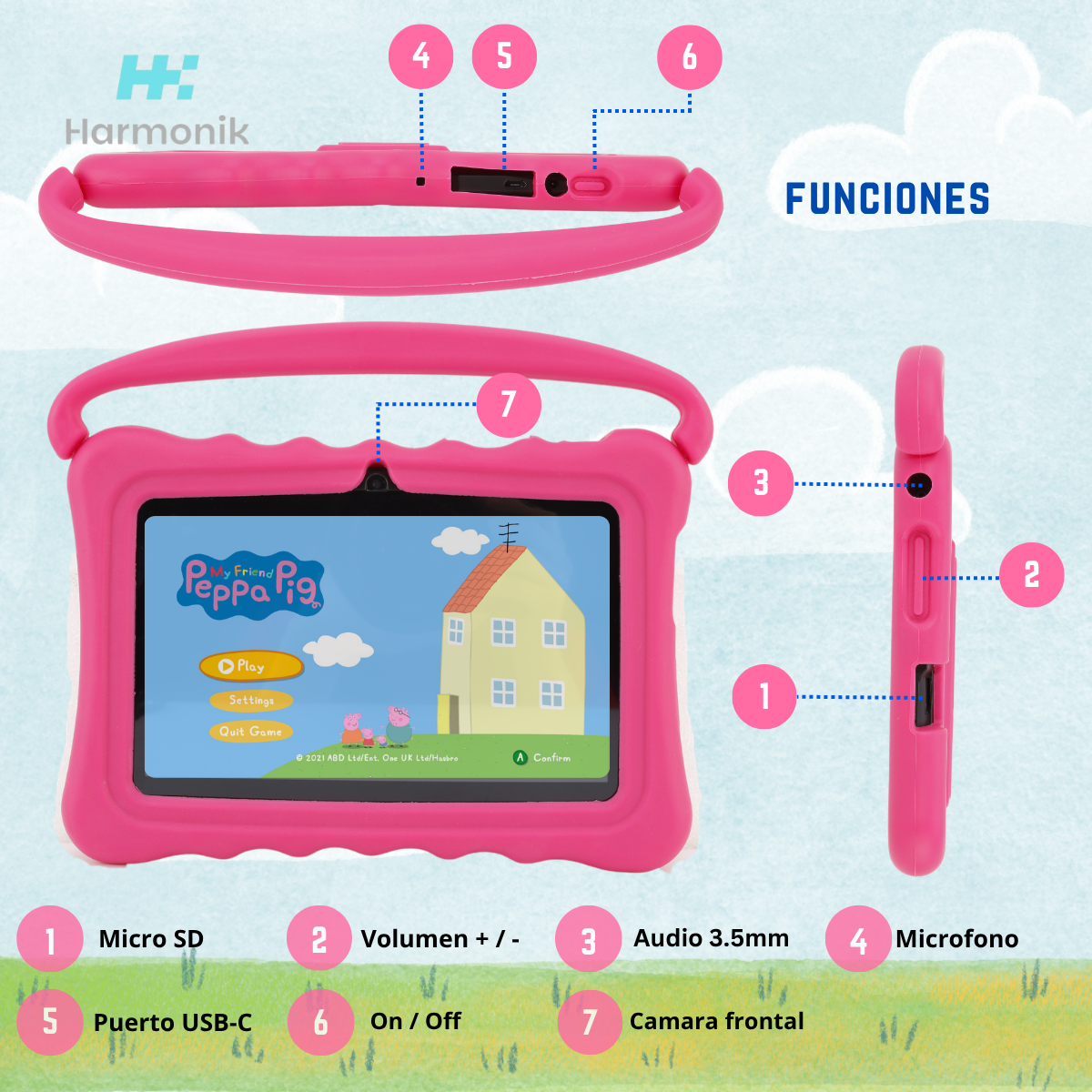 Tablet Para Ni os 7 Pulg 2G 32G Control Parental Wifi Playstore Veidoo V881 Rosa-5