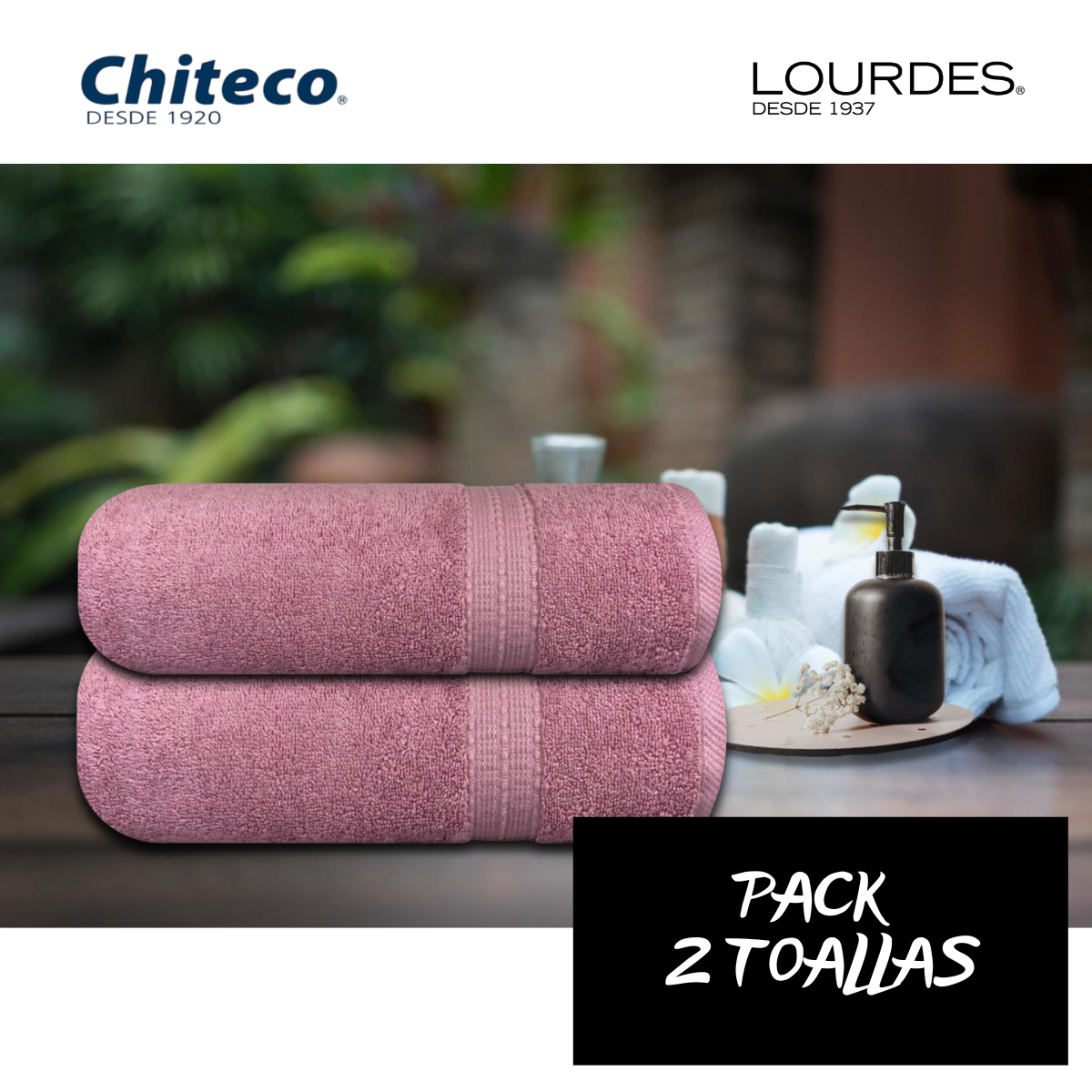 Pack 2 Toallas Baño Chiteco (by Lourdes) 100% Algodón 500g 140x70 cm-4