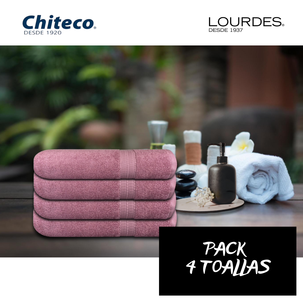 Pack 4 Toallas Chiteco 100% Algodon 500g Mano 80x45 Cm-4