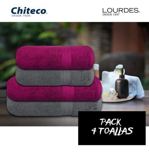 Pack 4 Toallas Chiteco 100 Algod n 500g Ba o Manos Colores Rubi y Grafito-5