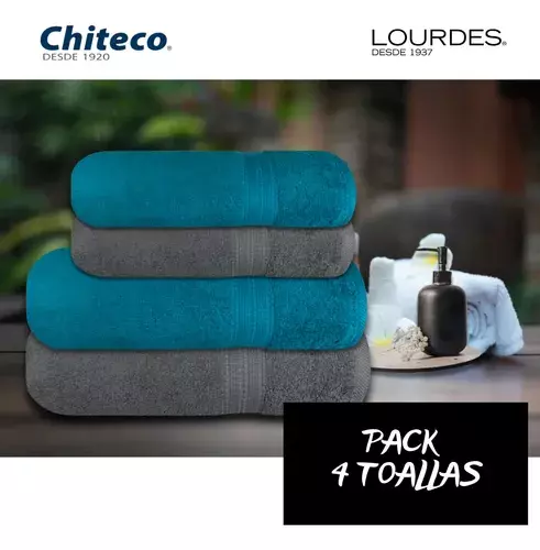 Pack 4 Toallas Chiteco 100 Algod n 500g Ba o Manos Colores Esmeralda y Grafito-7