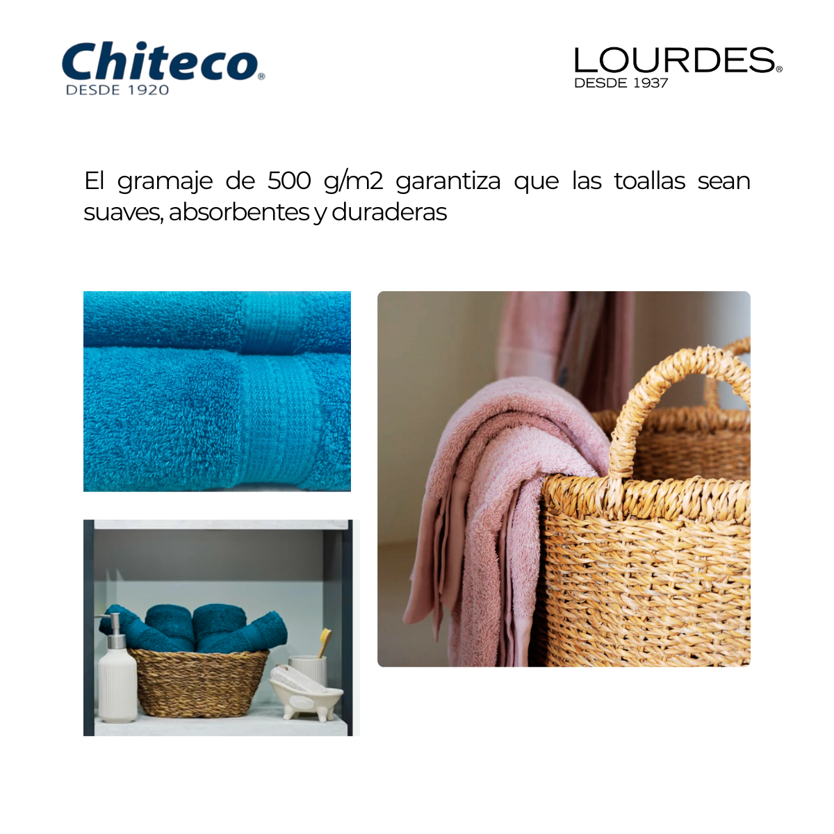 Pack 4 Toallas Chiteco (by Lourdes) 500g Baño Y Manos Multicolor Lisa-3