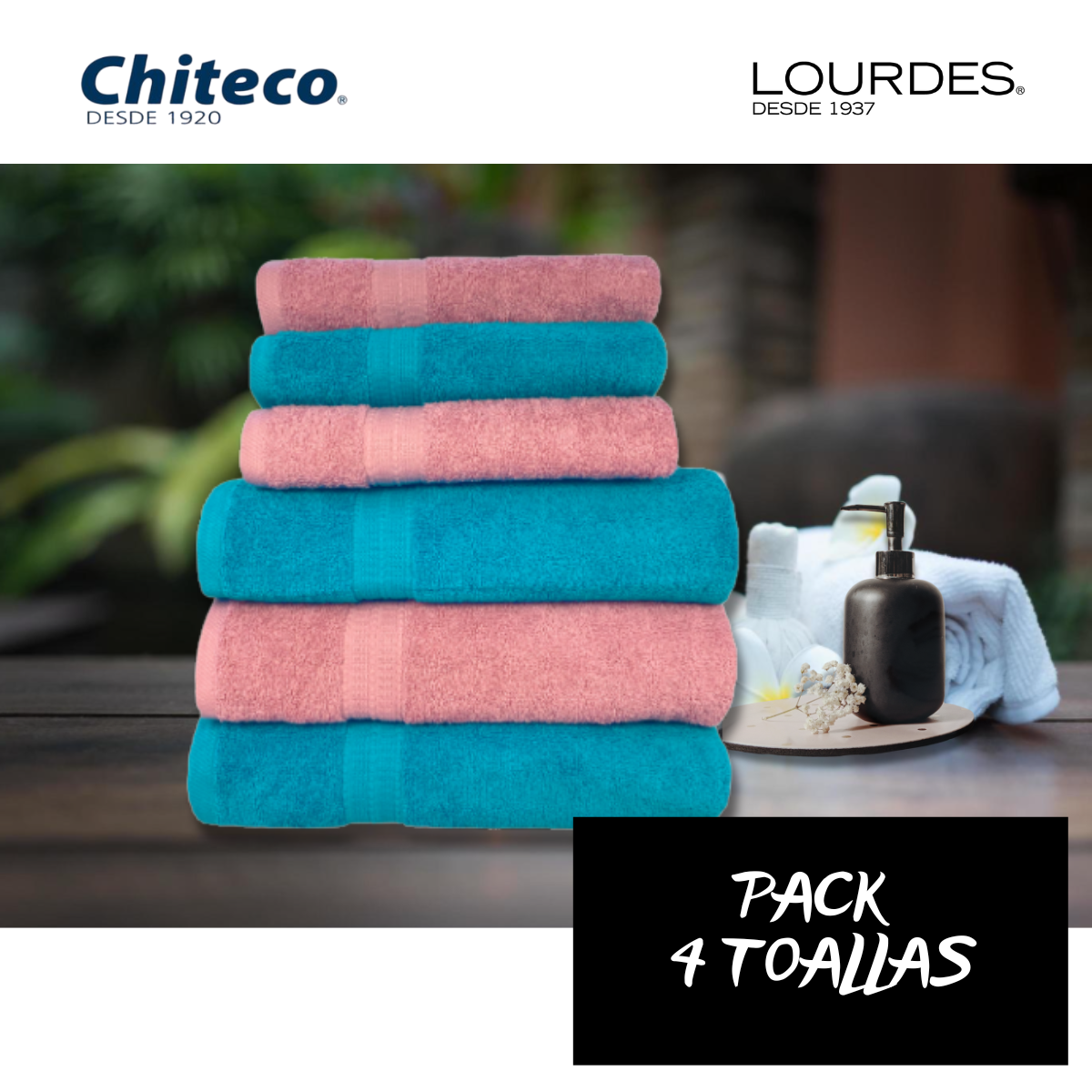 Pack 4 Toallas Chiteco (by Lourdes) 500g Baño Y Manos Multicolor Lisa-5