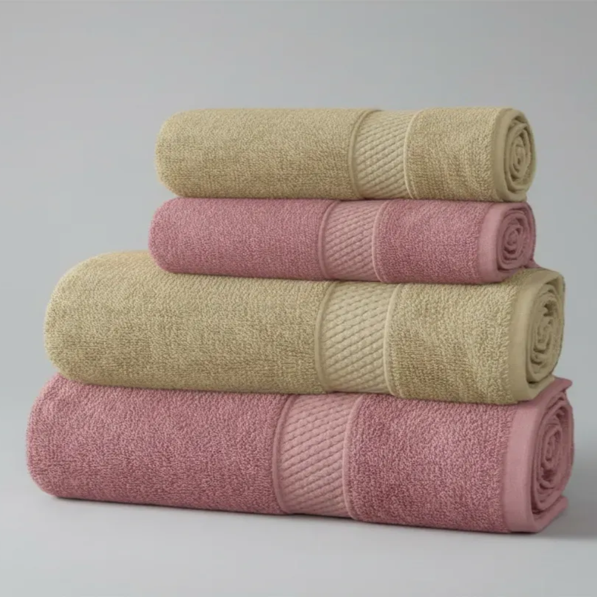 Pack 4 Toallas Chiteco Algod n Ba o Y Manos 400g Colores Rosa y Beige-0