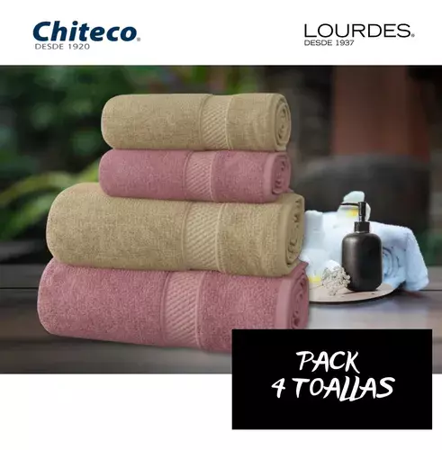 Pack 4 Toallas Chiteco Algod n Ba o Y Manos 400g Colores Rosa y Beige-9