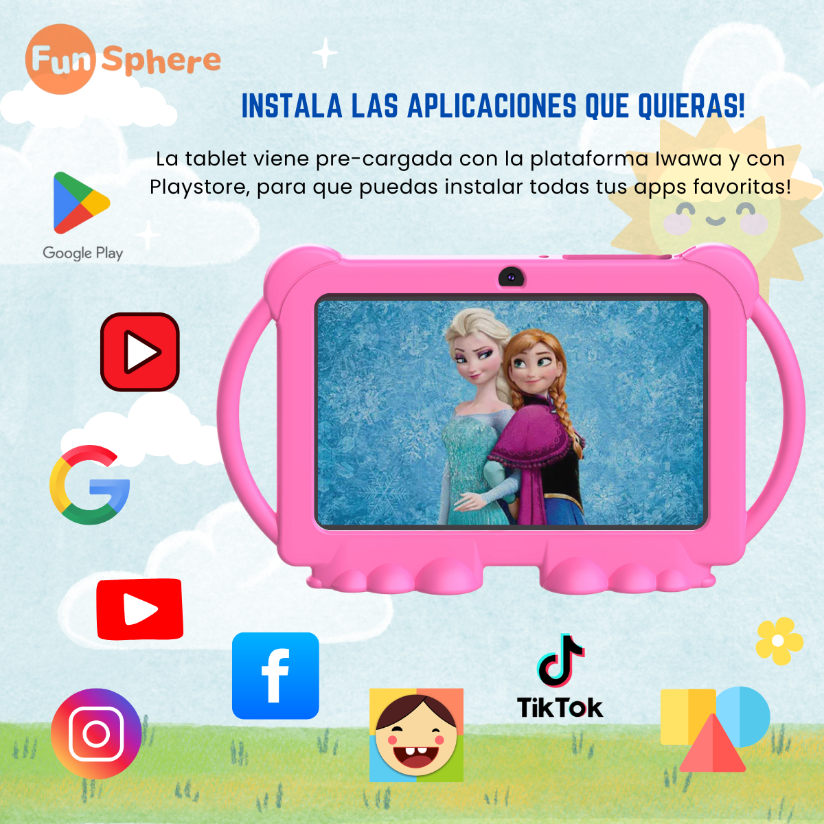 Tablet Niños Fun Sphere Q8K 7 2g-32g Control Parental Wifi Playstore -3