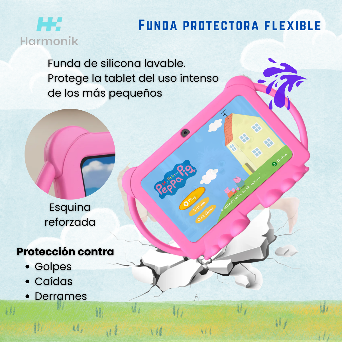 Tablet Para Niños 7 Pulg 2g-32g Control Parental Wifi Playstore Harmonik Q8K-4