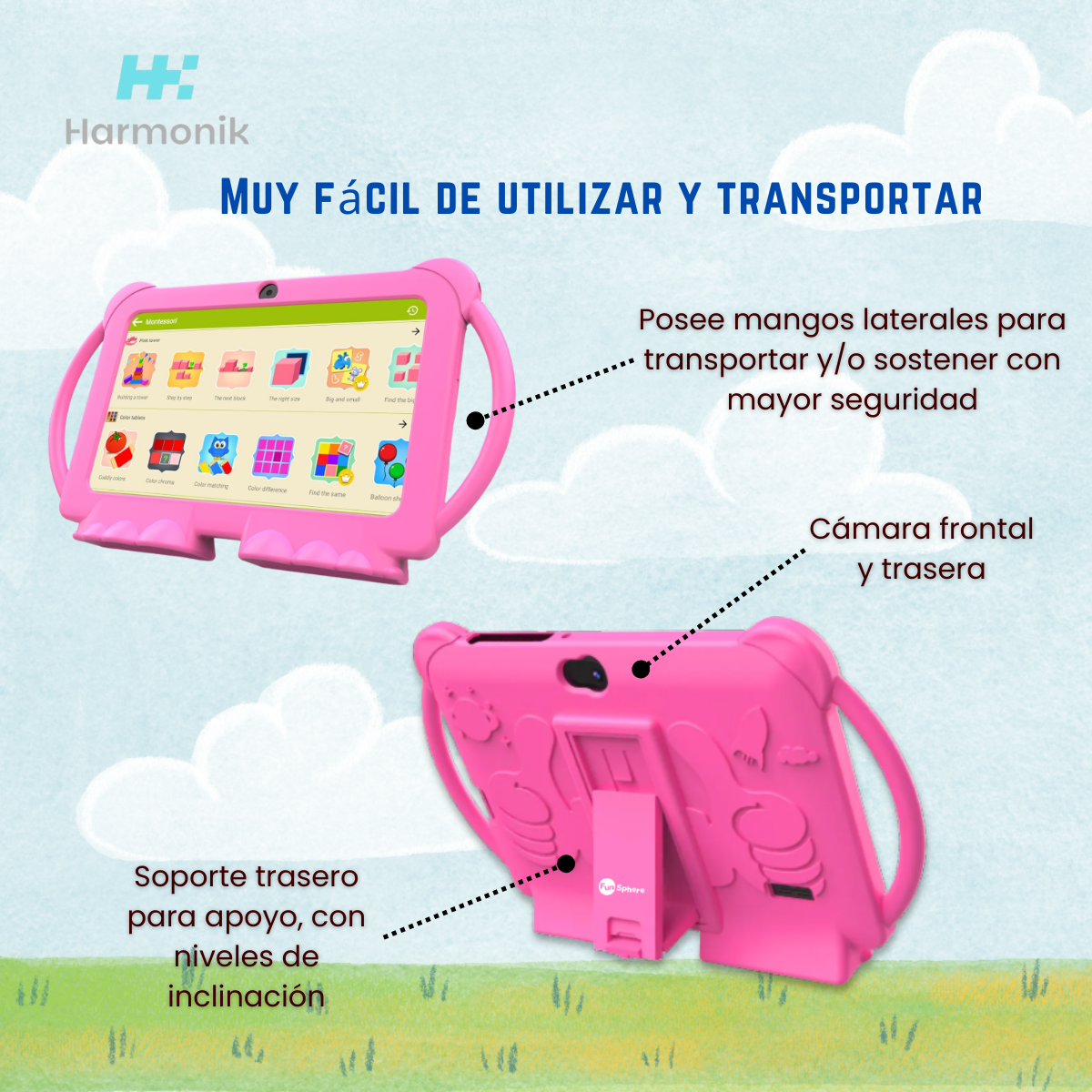 Tablet Para Niños 7 Pulg 2g-32g Control Parental Wifi Playstore Harmonik Q8K-6