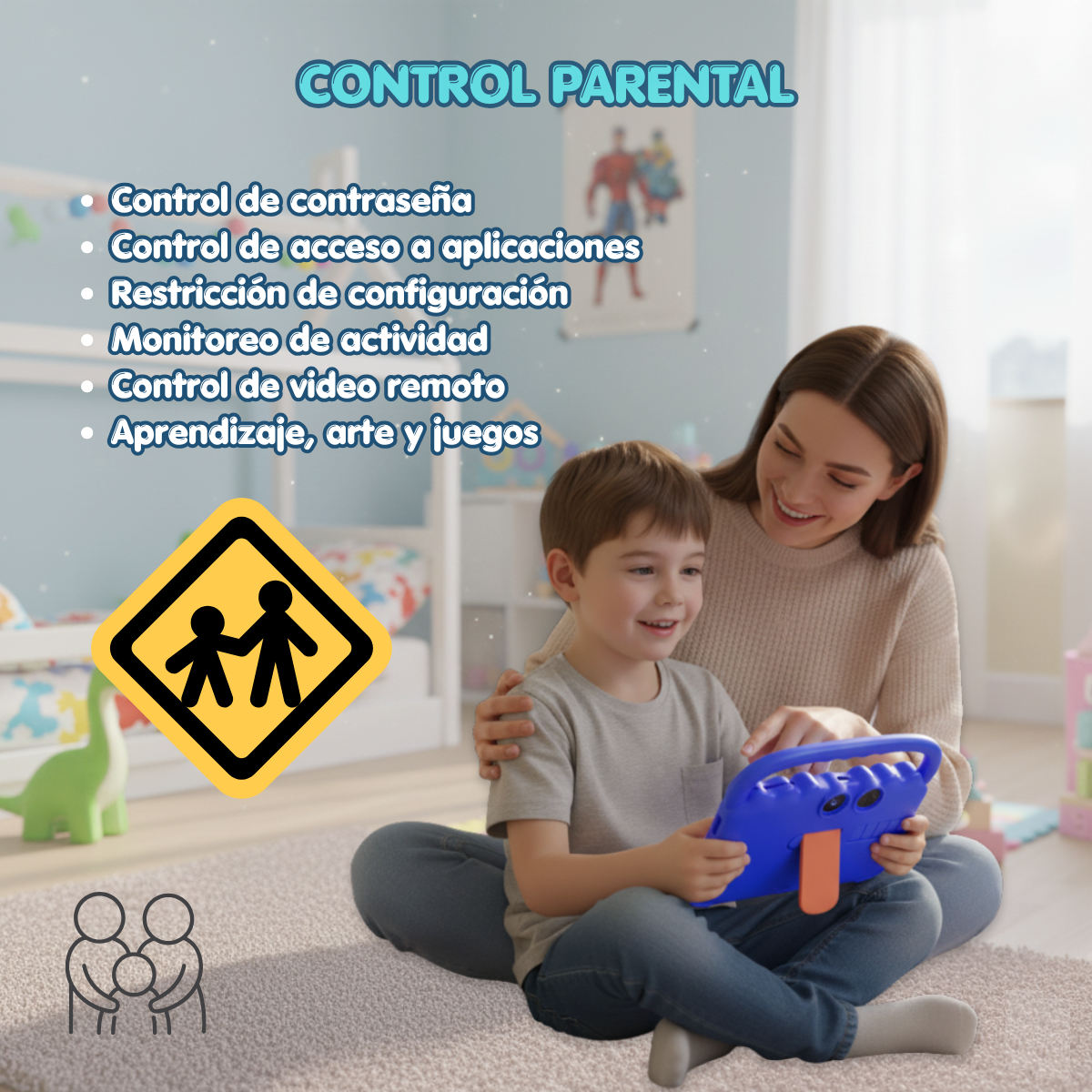 Tablet Para Ni os 7 Pulg 2G 32G Control Parental Wifi Playstore Harmonik AT70K Azul-6