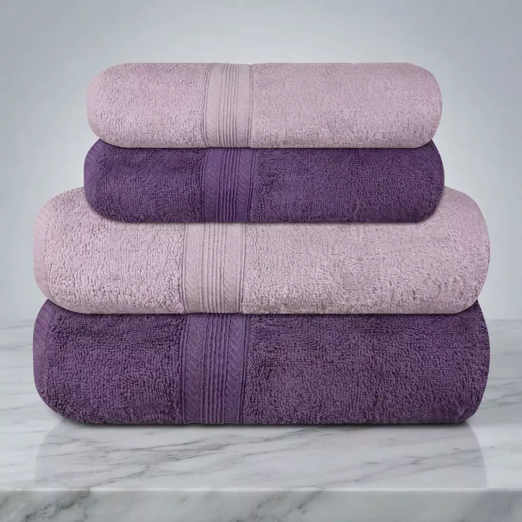 Pack 4 Toallas Lourdes Algod n 500g Ba o Manos Lila Morado-5