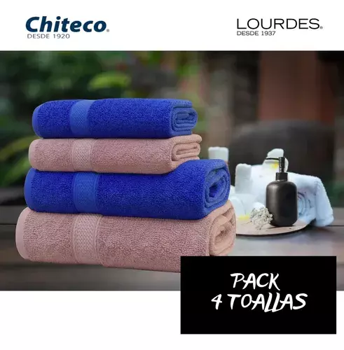 Pack 4 Toallas Chiteco Algod n Ba o Y Manos 400g Colores Rosa y Azul-3