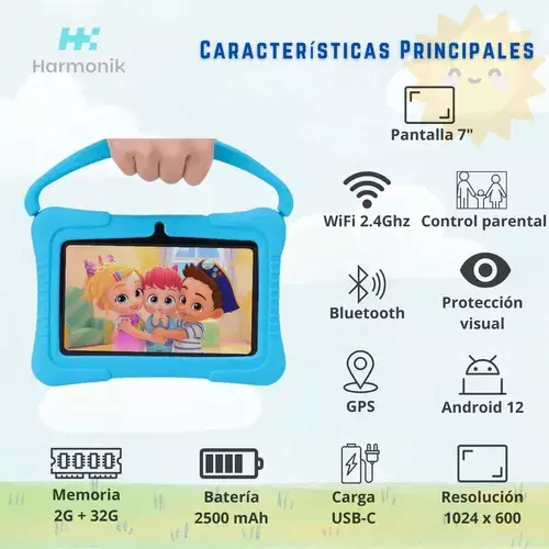 Tablet Para Ni os 7 Pulg 2G 32G Control Parental Wifi Playstore Veidoo V881 Azul-2