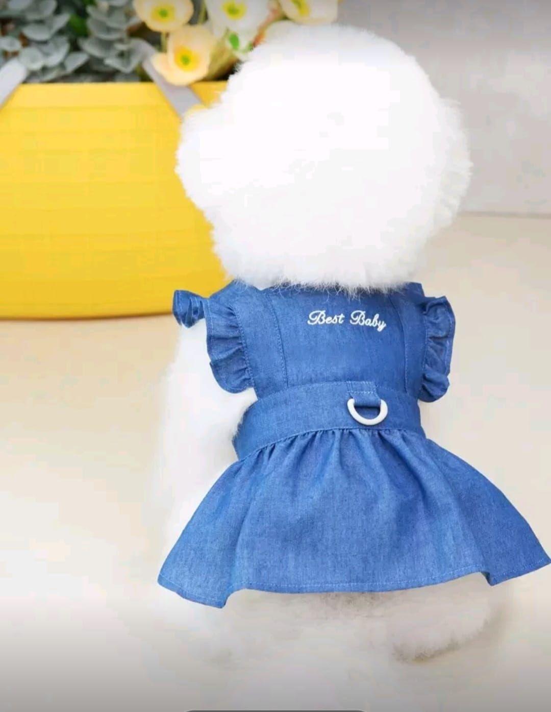 Vestido de Jean Azul para Perros gatos conejos y otros-2