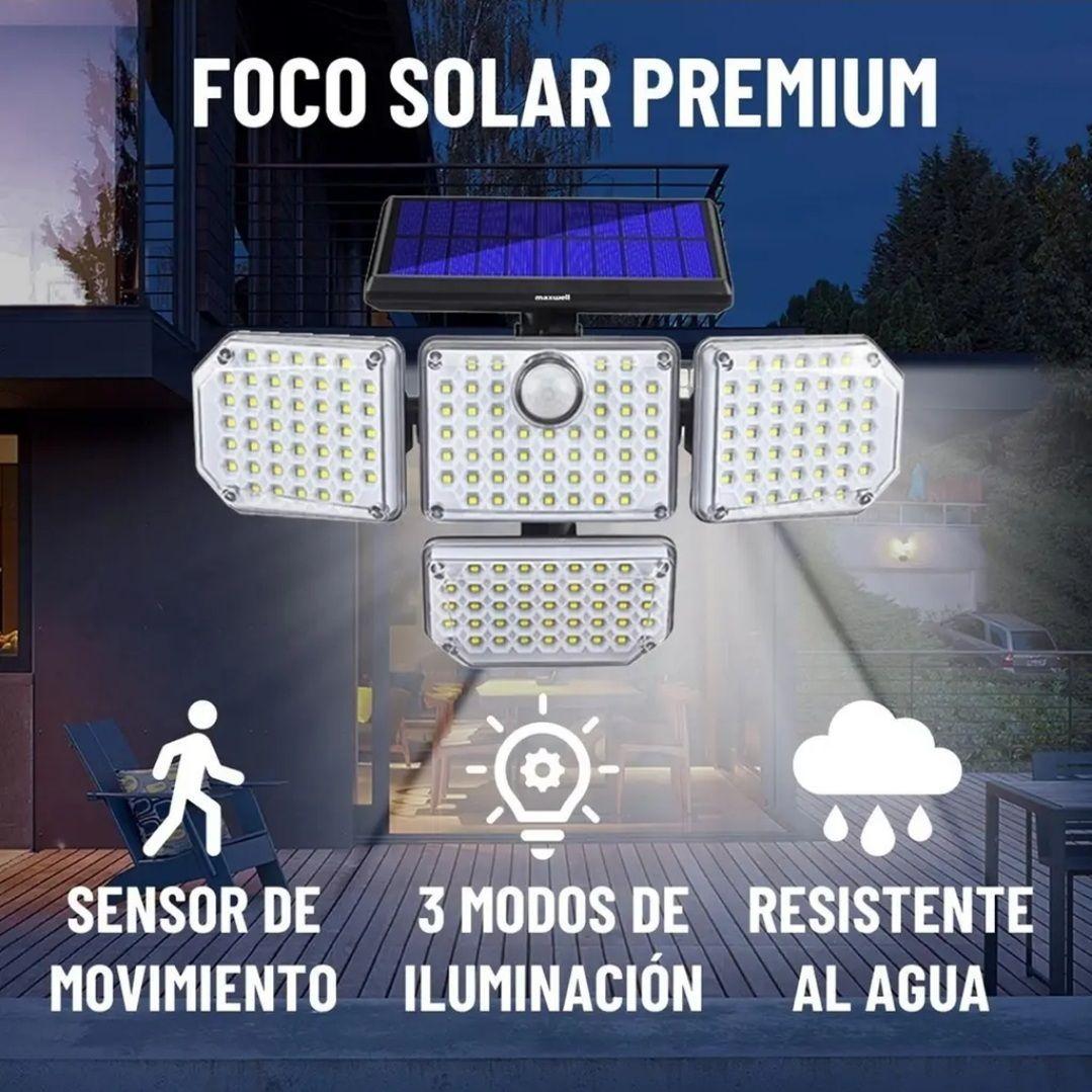 Foco Led Solar 04 Cabezales Giratorias con Sensor Movimiento-3