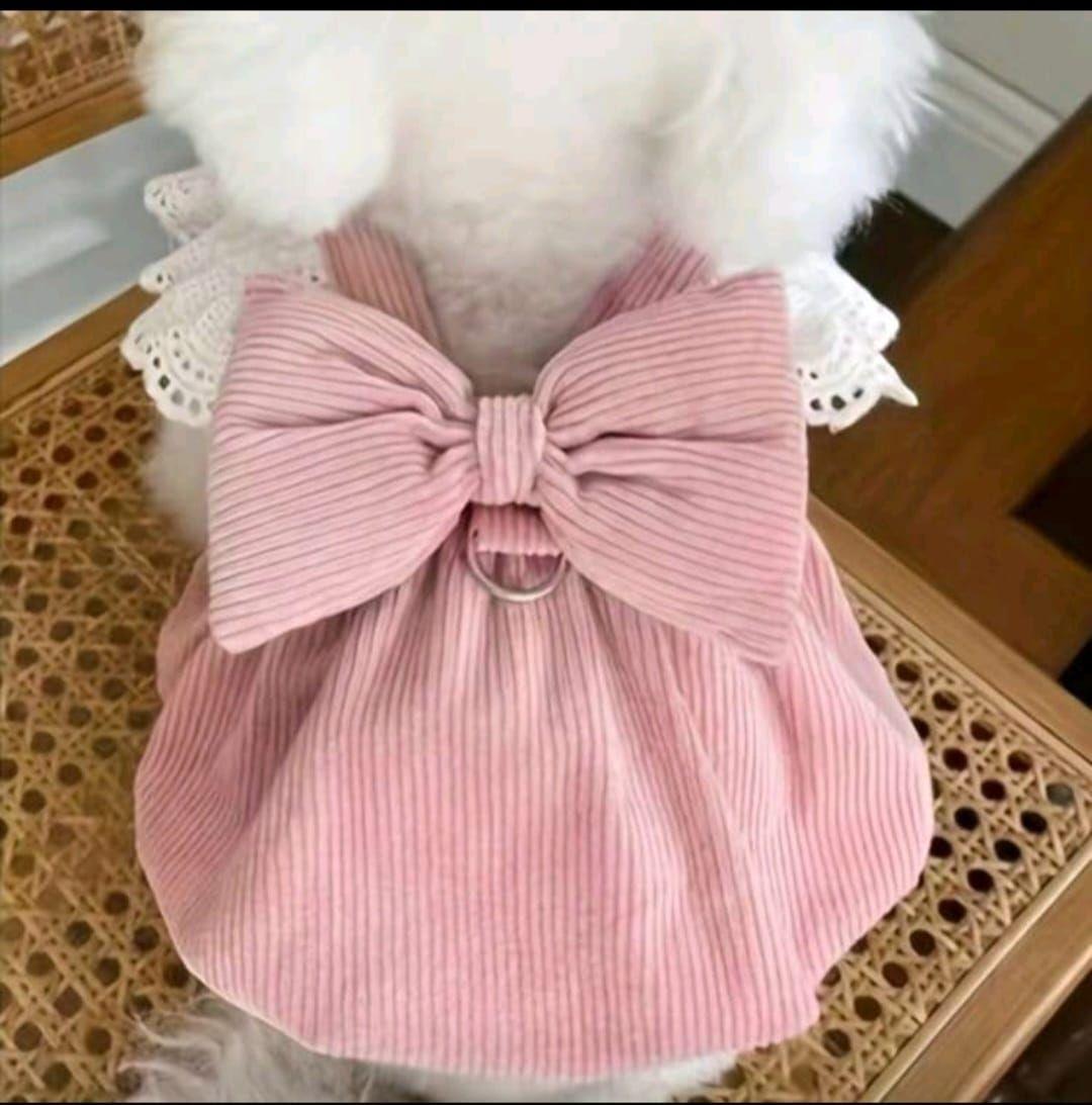 Vestido Cotel Rosado para Peros, gatos, conejos y otros-2