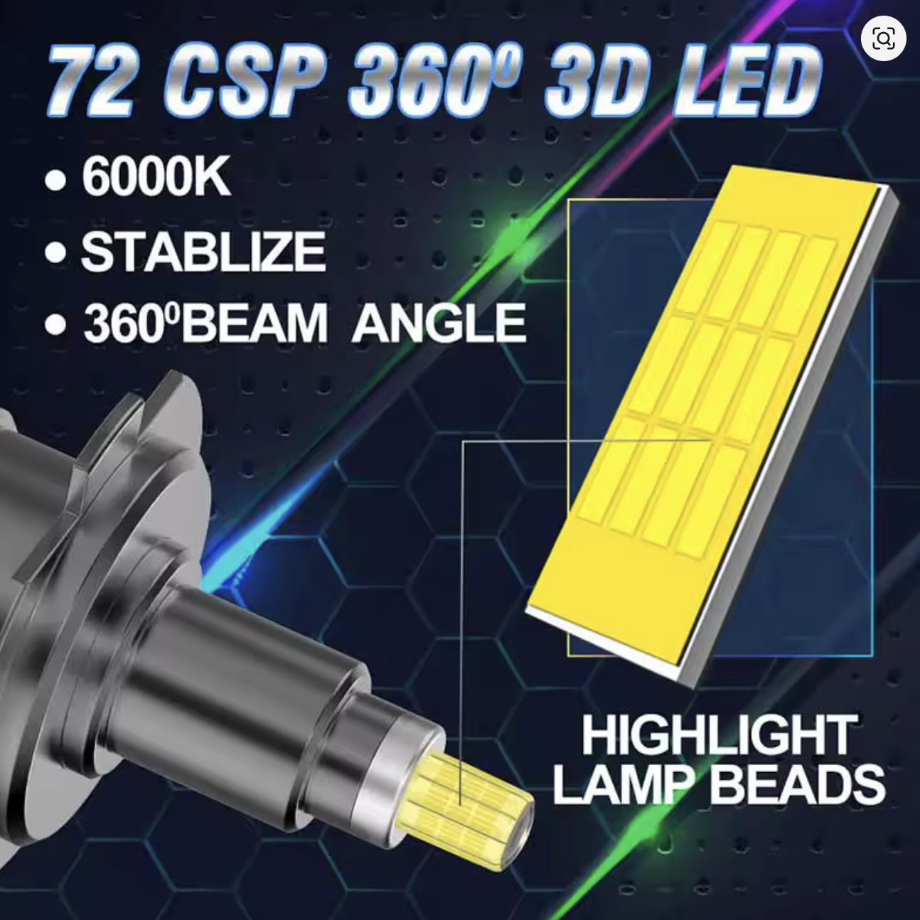 Ampolletas Mini turbo Led 360 30000lm Canbus Para Foco Lupa H1-2