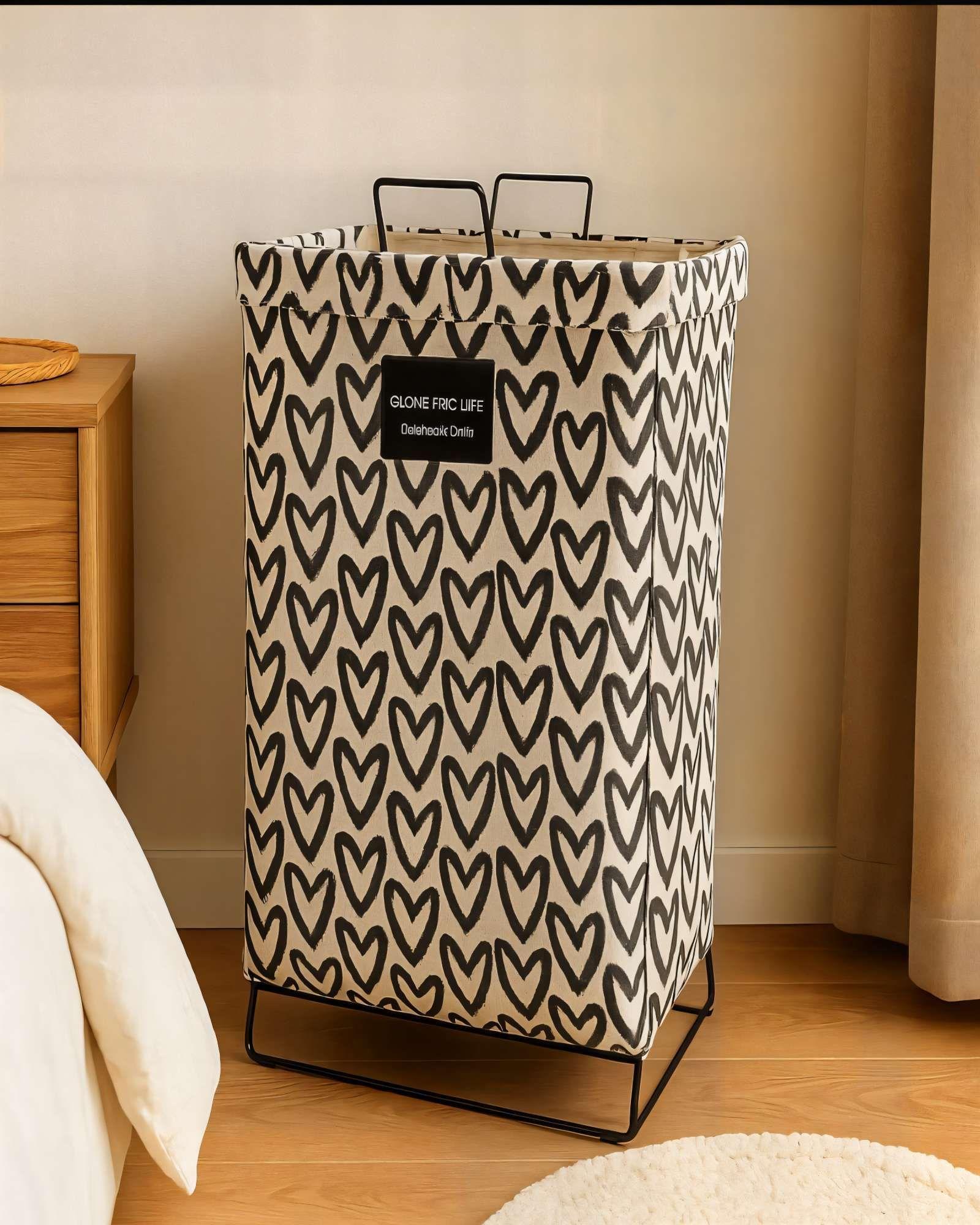PACK   DE CANASTILLOSS DE ROPA 36CMX59CM CON DISEÑO DE CORAZONES -2