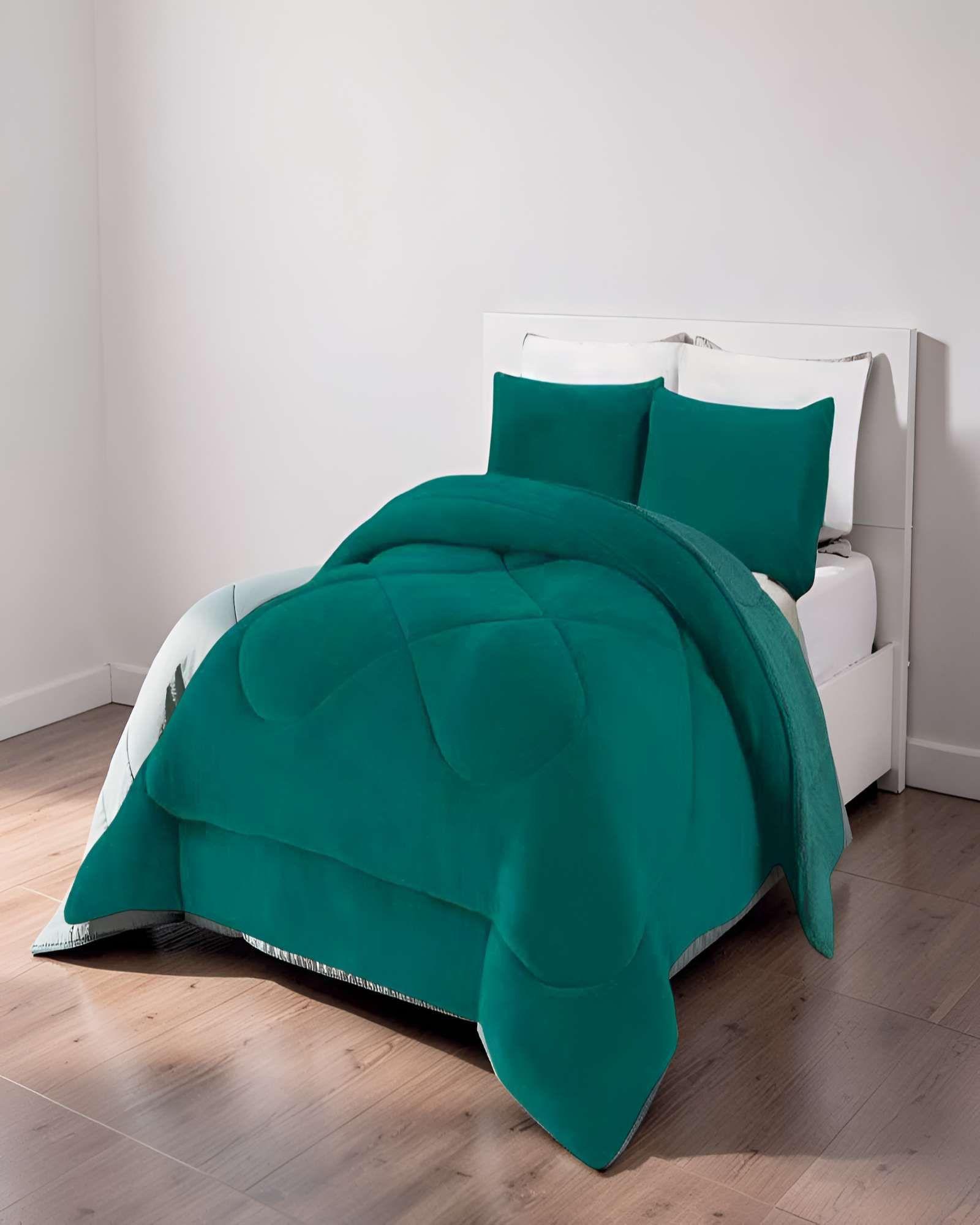 PLUMON INVIERNO SOFT 2 PLAZA 230CM X 250CM COLOR VERDE-2