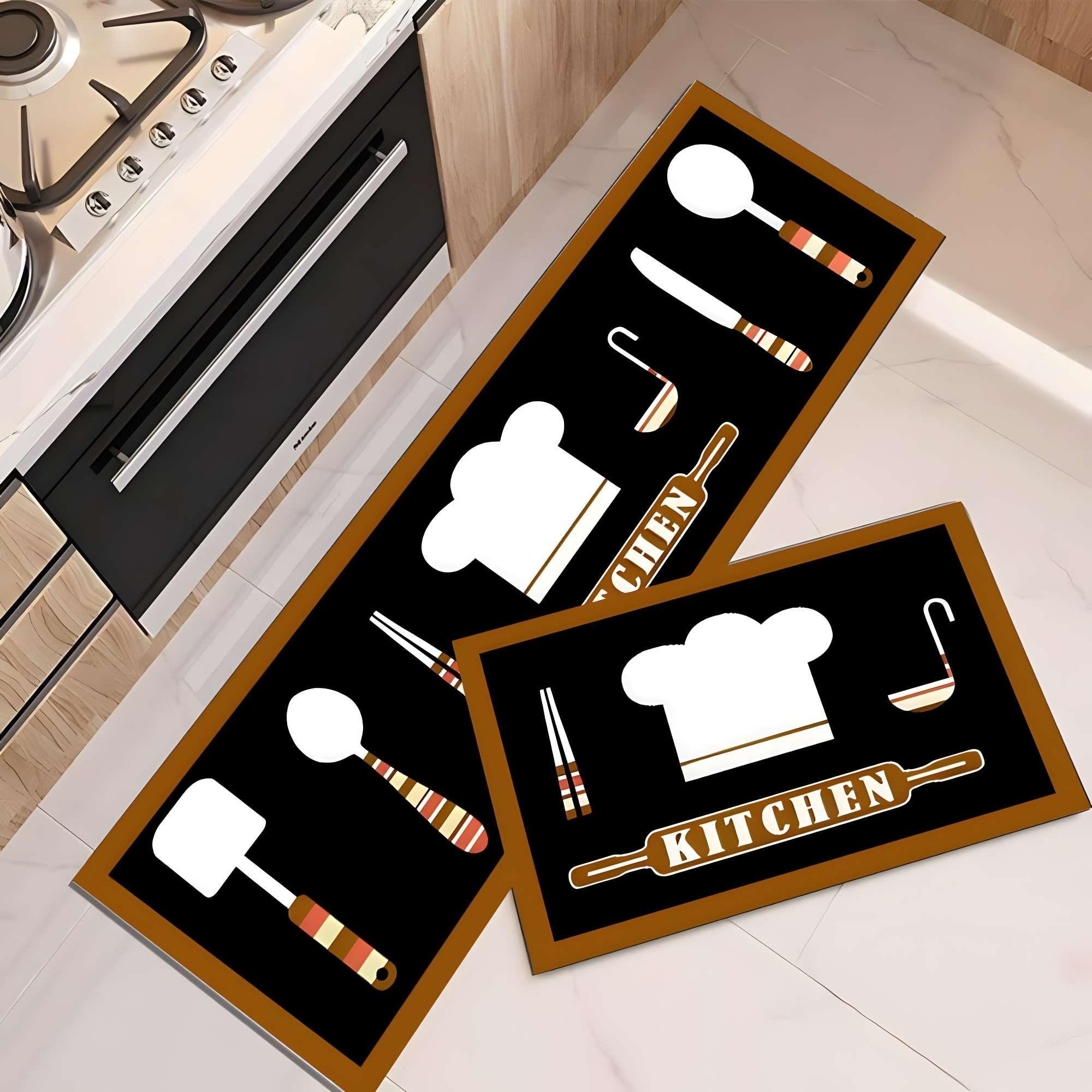 PACK DE 2 ALFOMBRAS DE GOMA MINIMALISTAS PARA COCINA B11-1