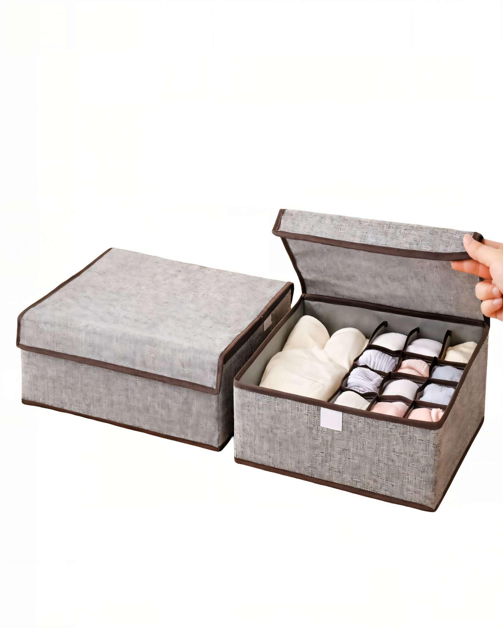 PACK   DE 2 CANASTILLOS ORGANIZADOR 32CMX26CM COLOR GRIS -0