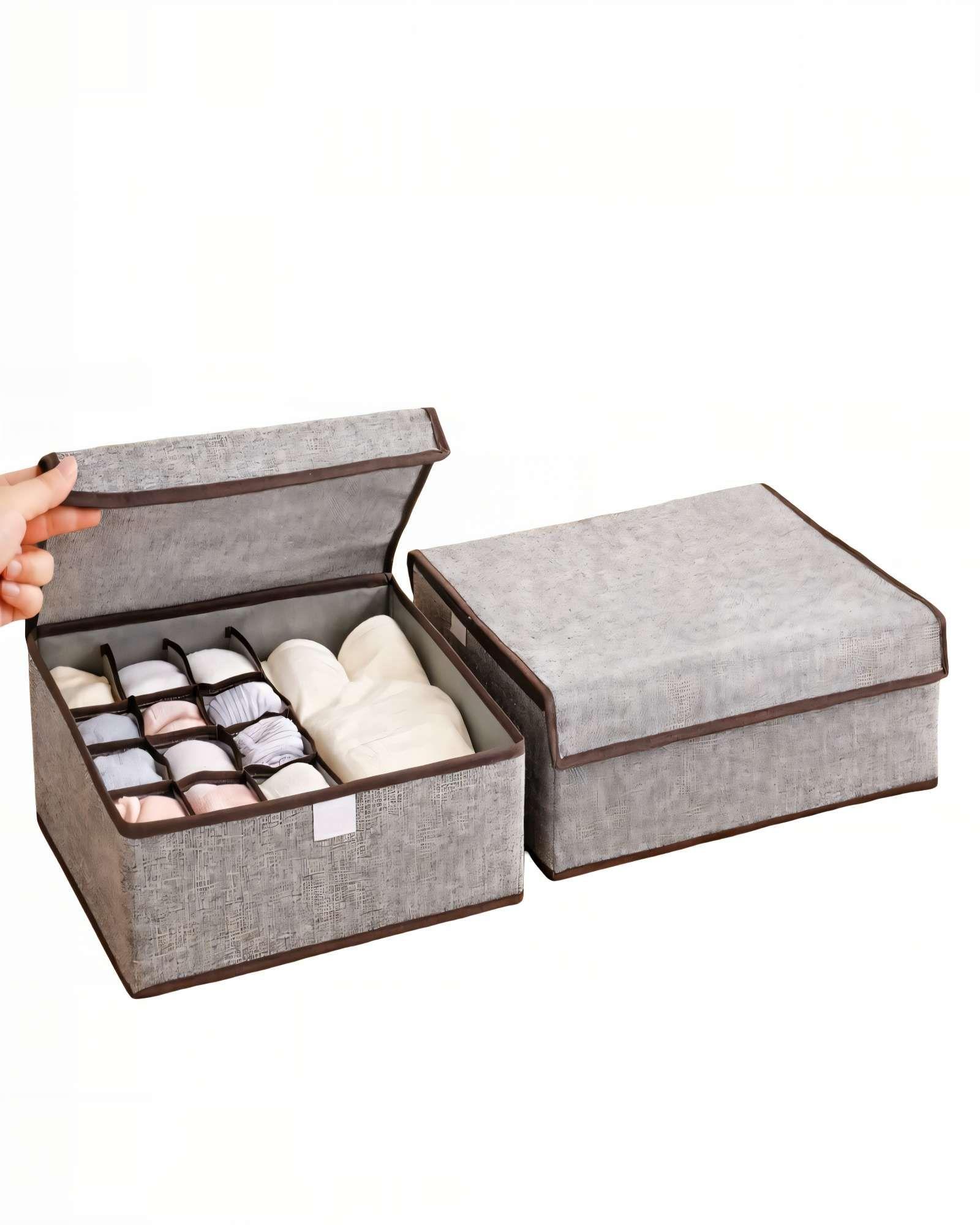 PACK   DE 2 CANASTILLOS ORGANIZADOR 32CMX26CM COLOR GRIS -1