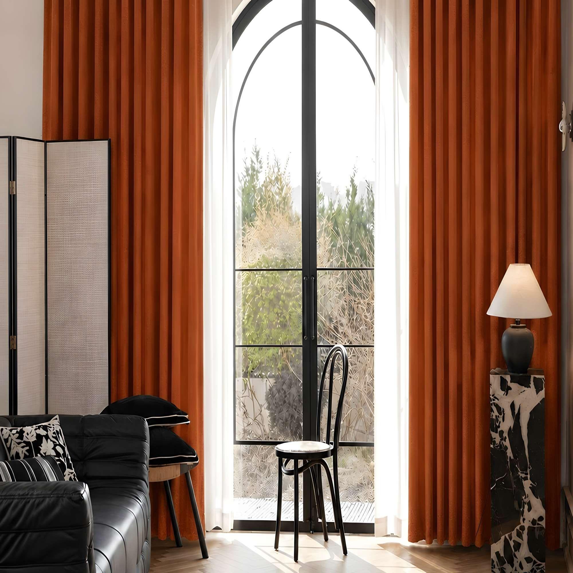 CORTINA BLACK OUT SET 2 PAÑOS  COLOR NARANJA-2