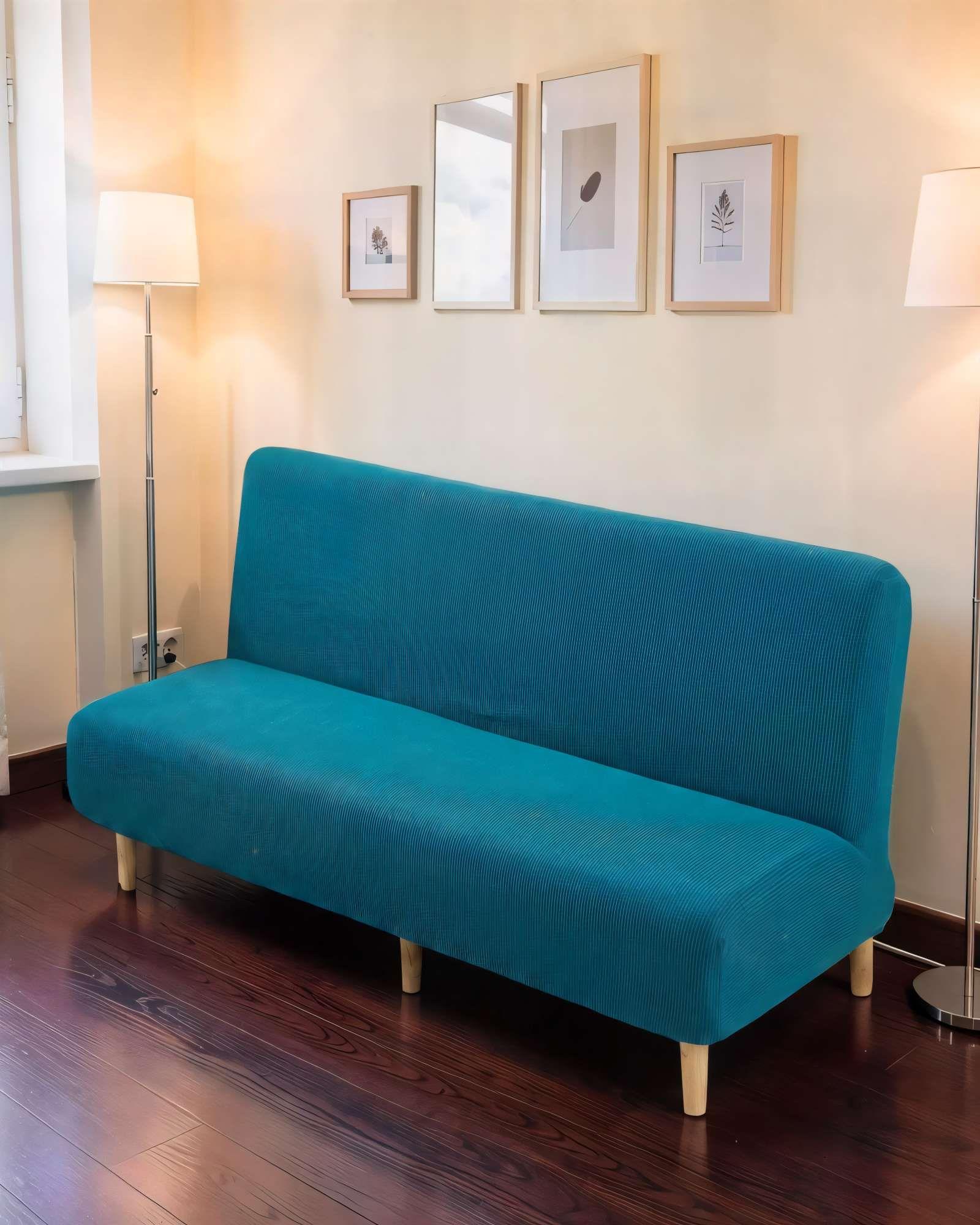 FUNDA DE SOFA REVESTIMIENTO ELASTICO FUTON CUADRILLE COLOR AZUL-3