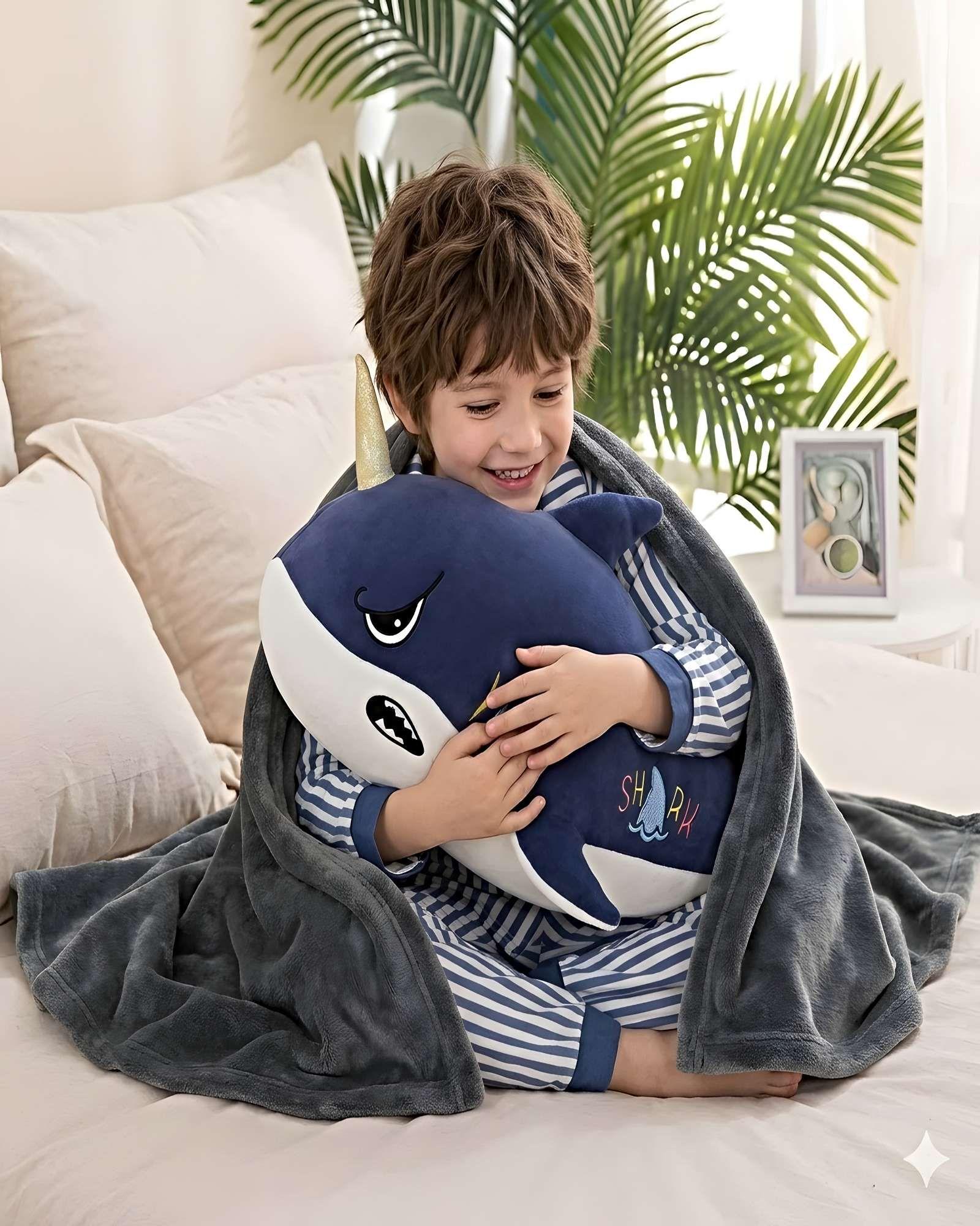 Peluche Almohadilla  + Manta Térmica de 1 Plaza azul marino-2