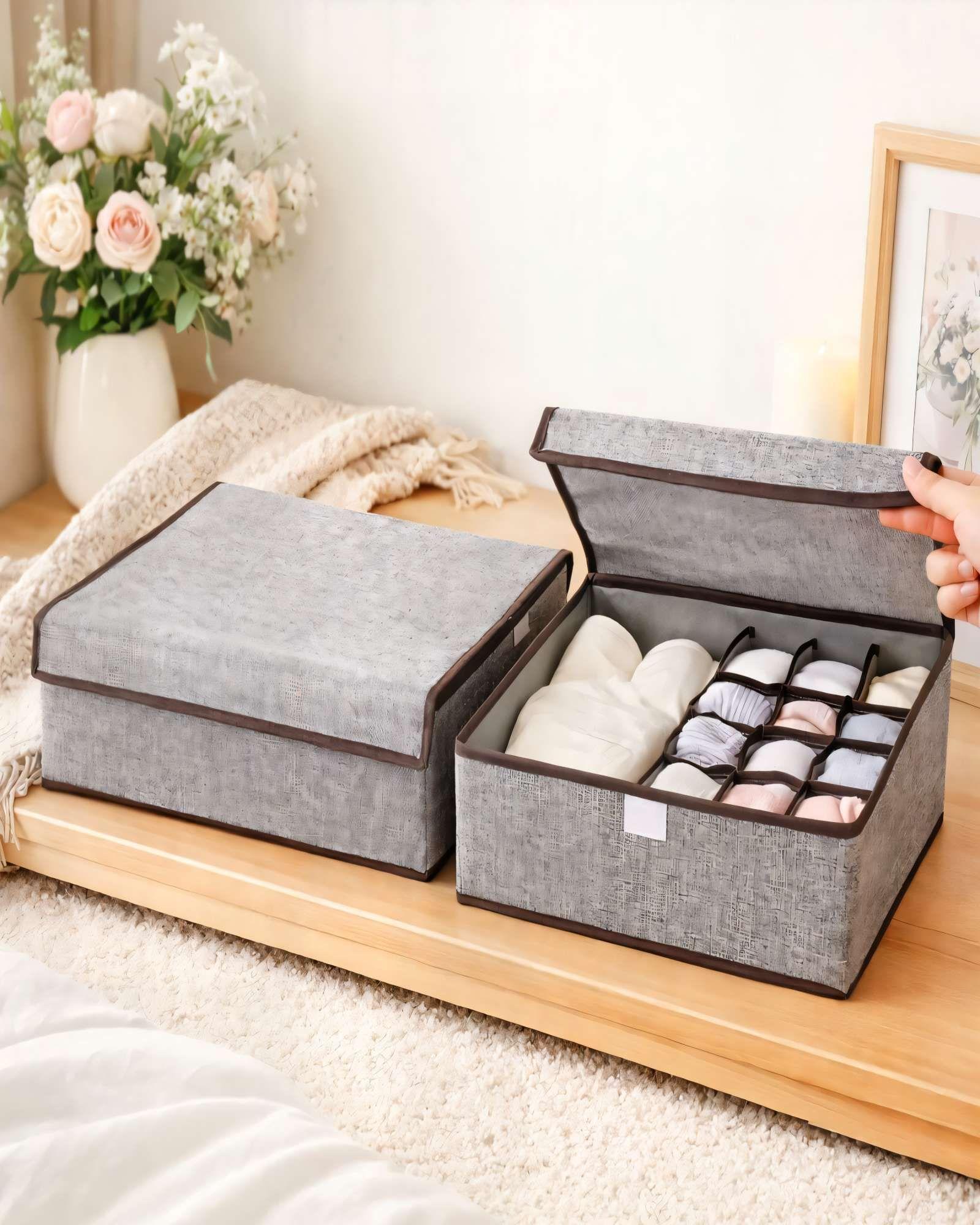 PACK   DE 3 CANASTILLOS ORGANIZADOR 32CMX26CM COLOR GRIS-2