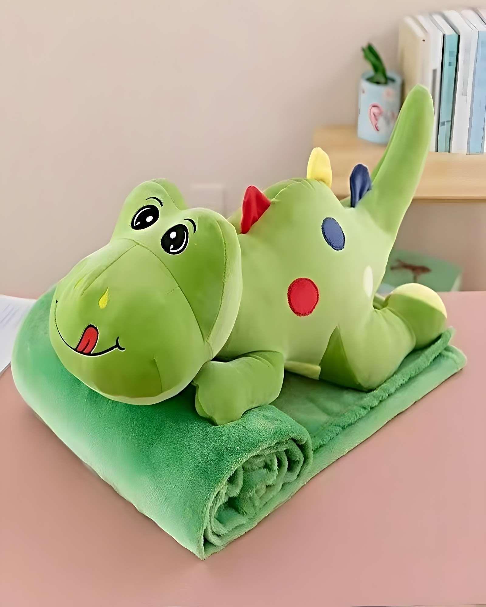 Peluche Almohadilla  + Manta Térmica de 1 Plaza verde-2