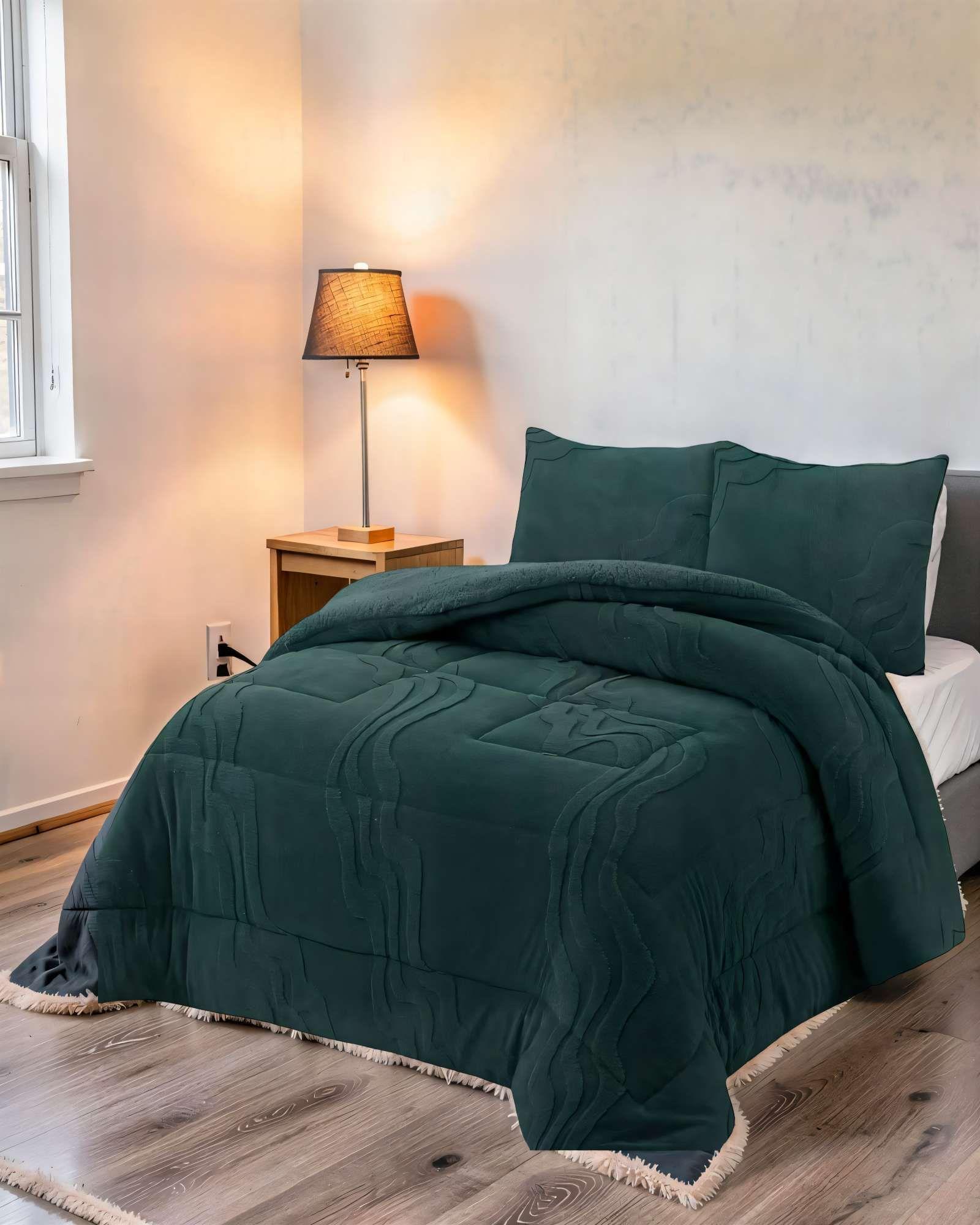 CUBRECAMA CON RELIEVE EN FORMA DE ONDAS KING COLOR VERDE-3