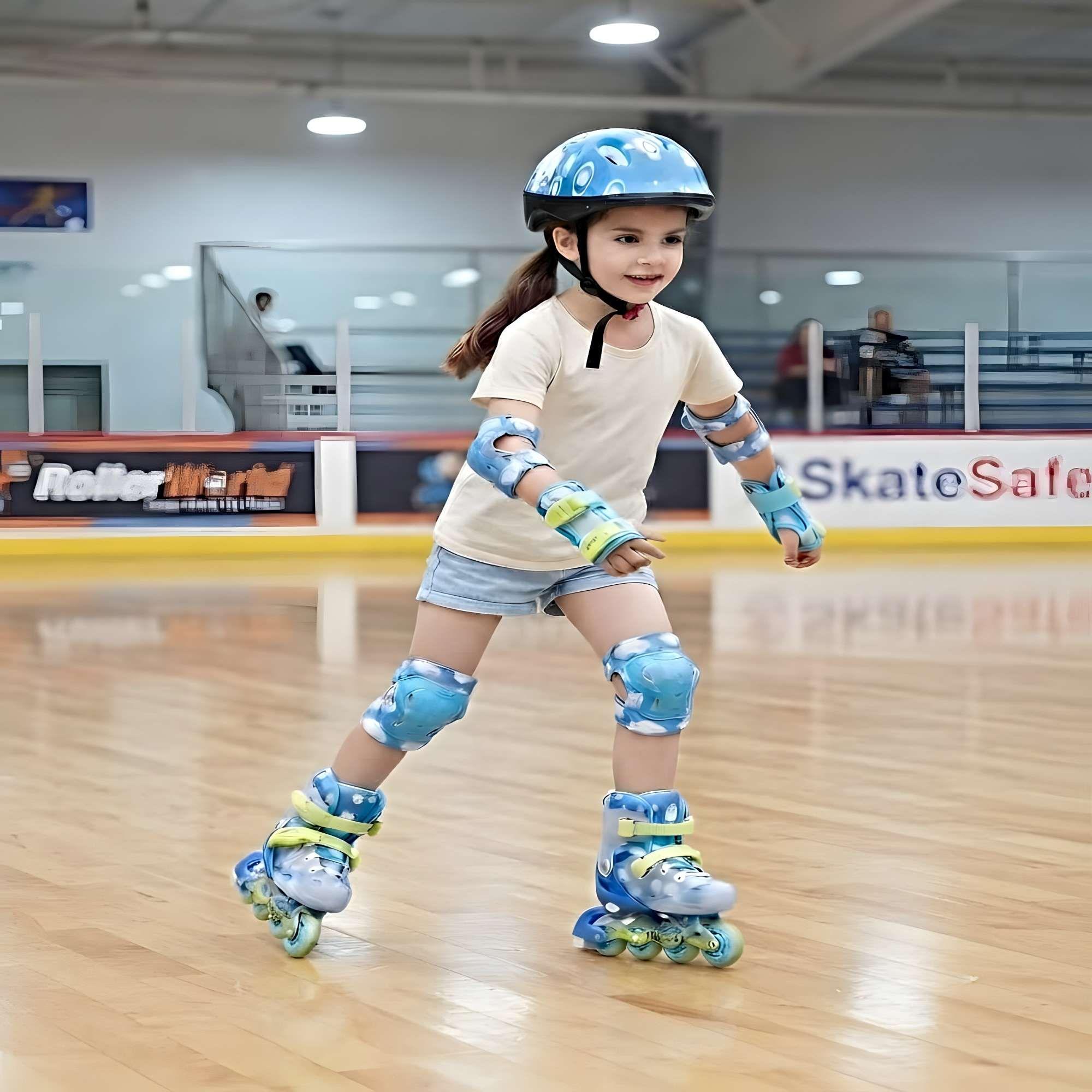 PATIN LINEAL CON LUCES MAS KIT COMPLETO TALLA S 31-34 AZUL CLARO-3