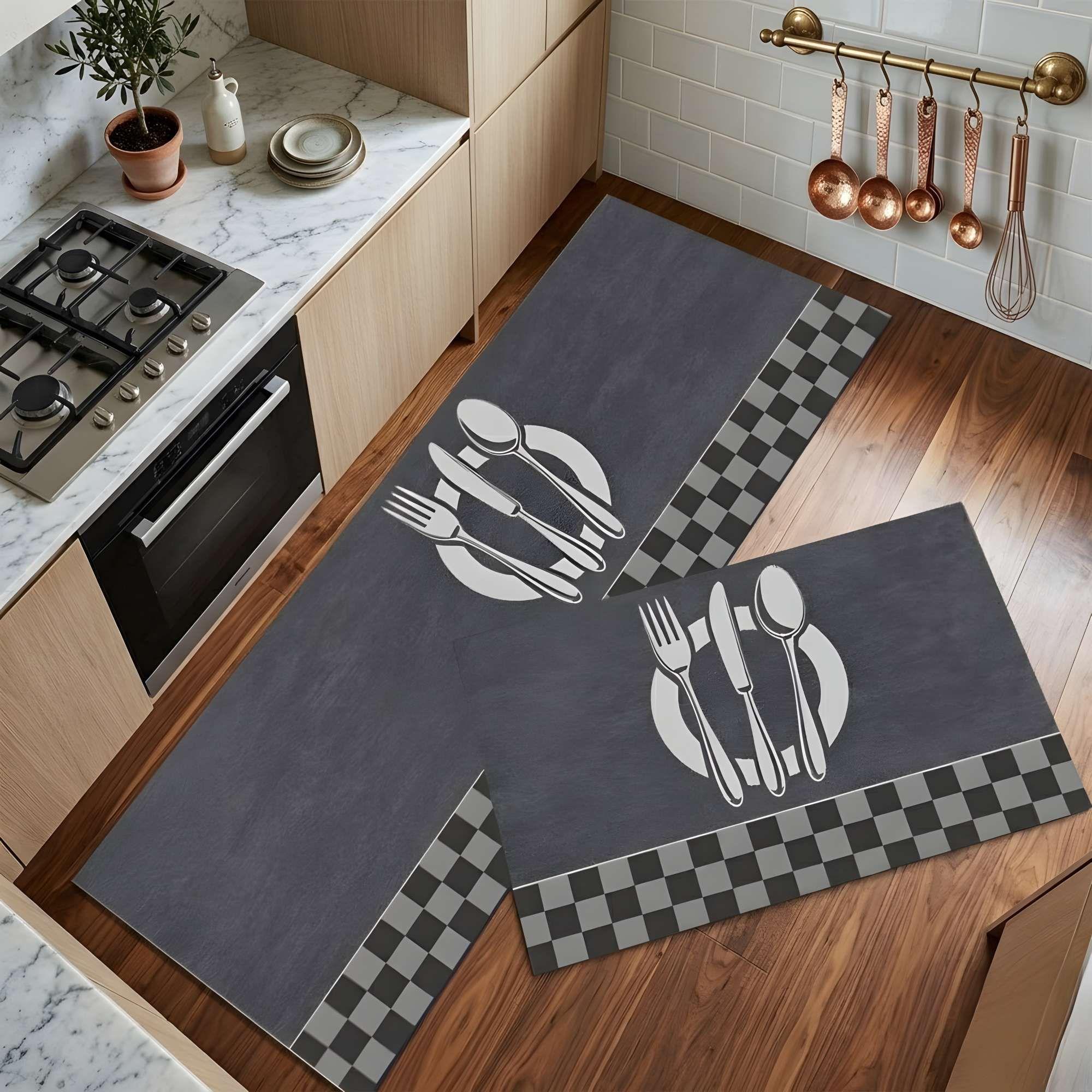 PACK DE 2 ALFOMBRAS DE GOMA MINIMALISTAS PARA COCINA B16-0