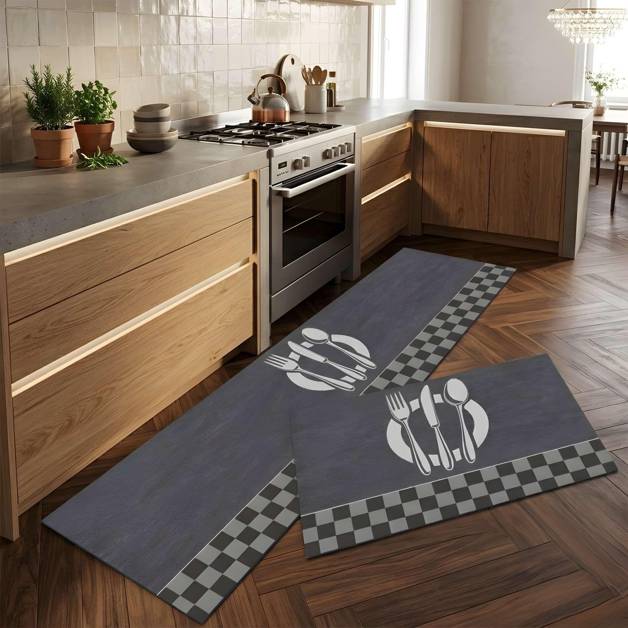 PACK DE 2 ALFOMBRAS DE GOMA MINIMALISTAS PARA COCINA B16-1