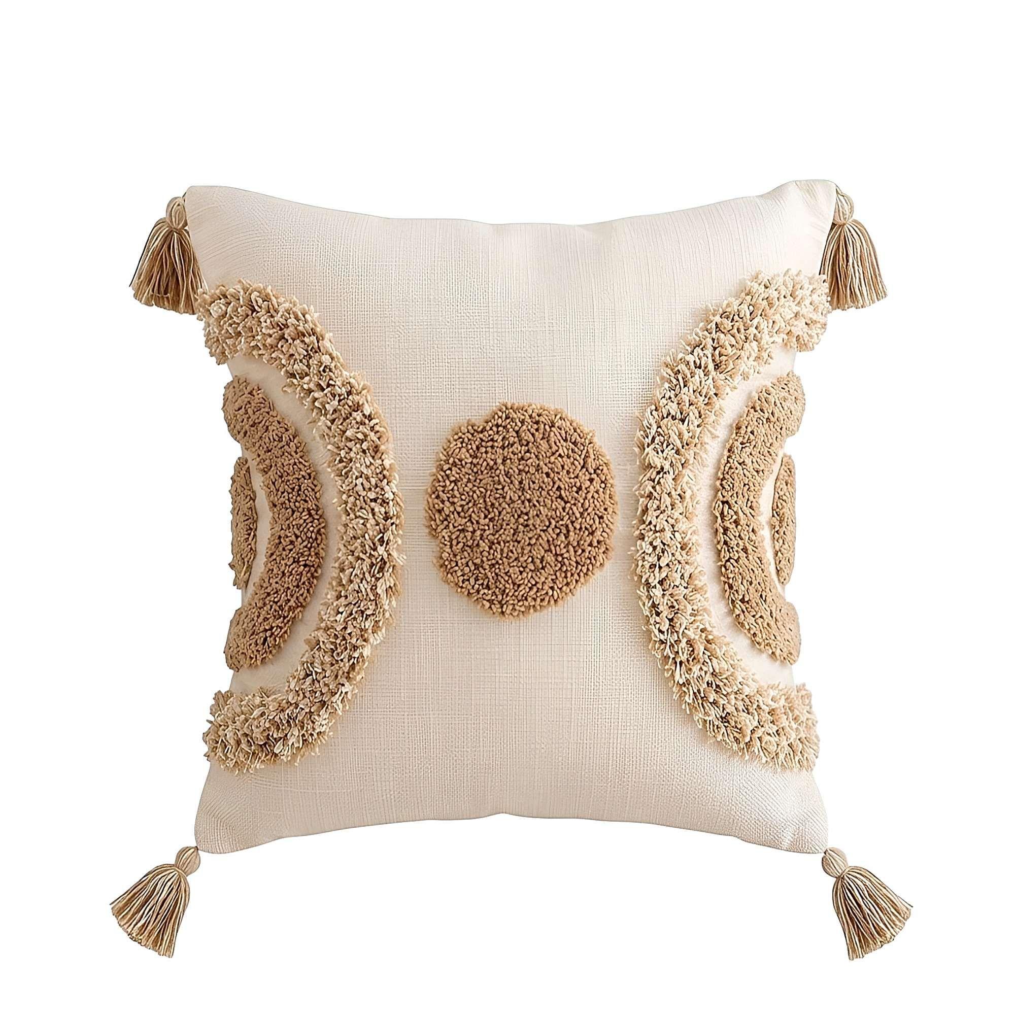 KIT DE 4 FUNDAS DE COJIN BORDADA CON BORLAS 45X45 CM F9-1