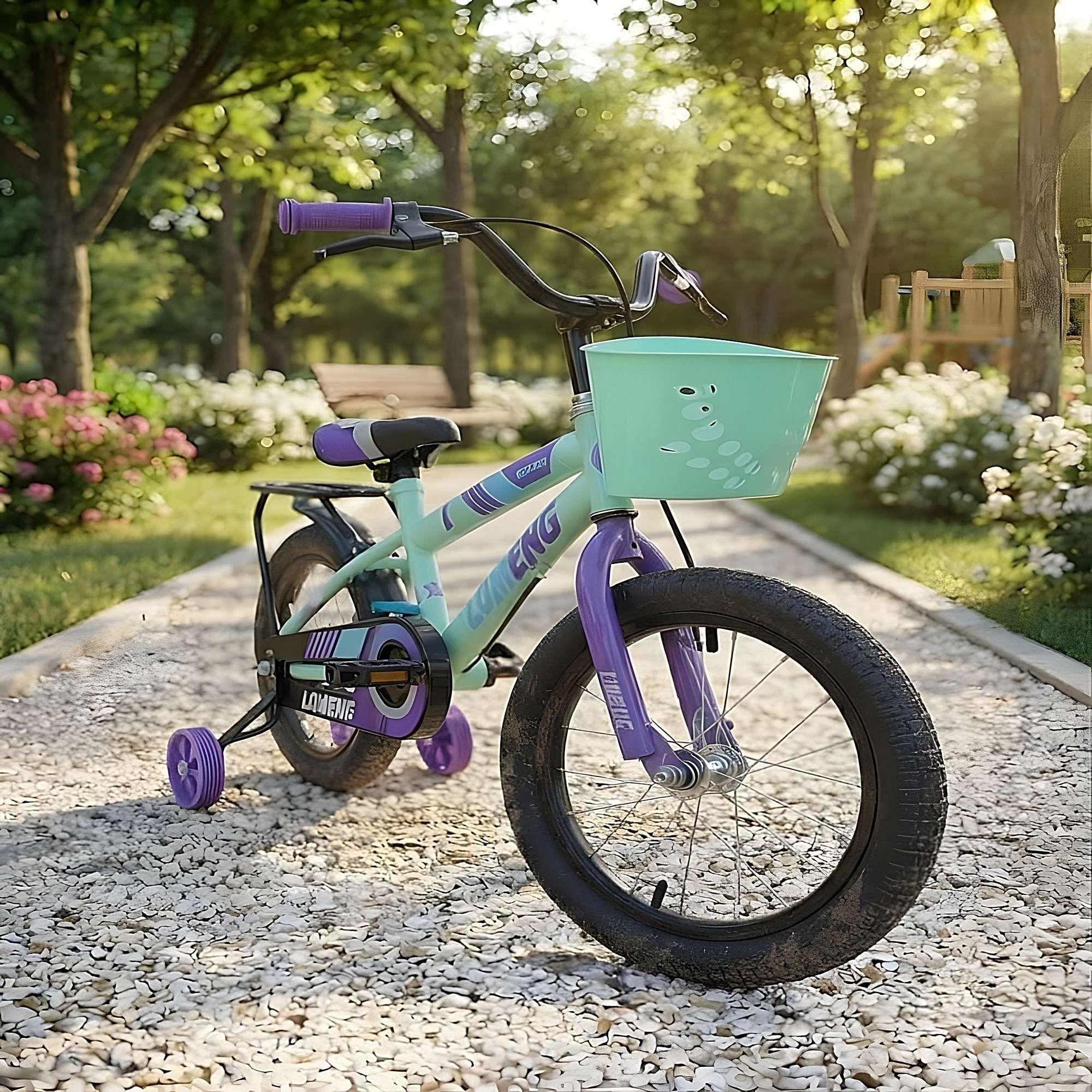BICICLETA INFANTIL ARO 14 CON RUEDITAS COLOR VERDE AGUA-2
