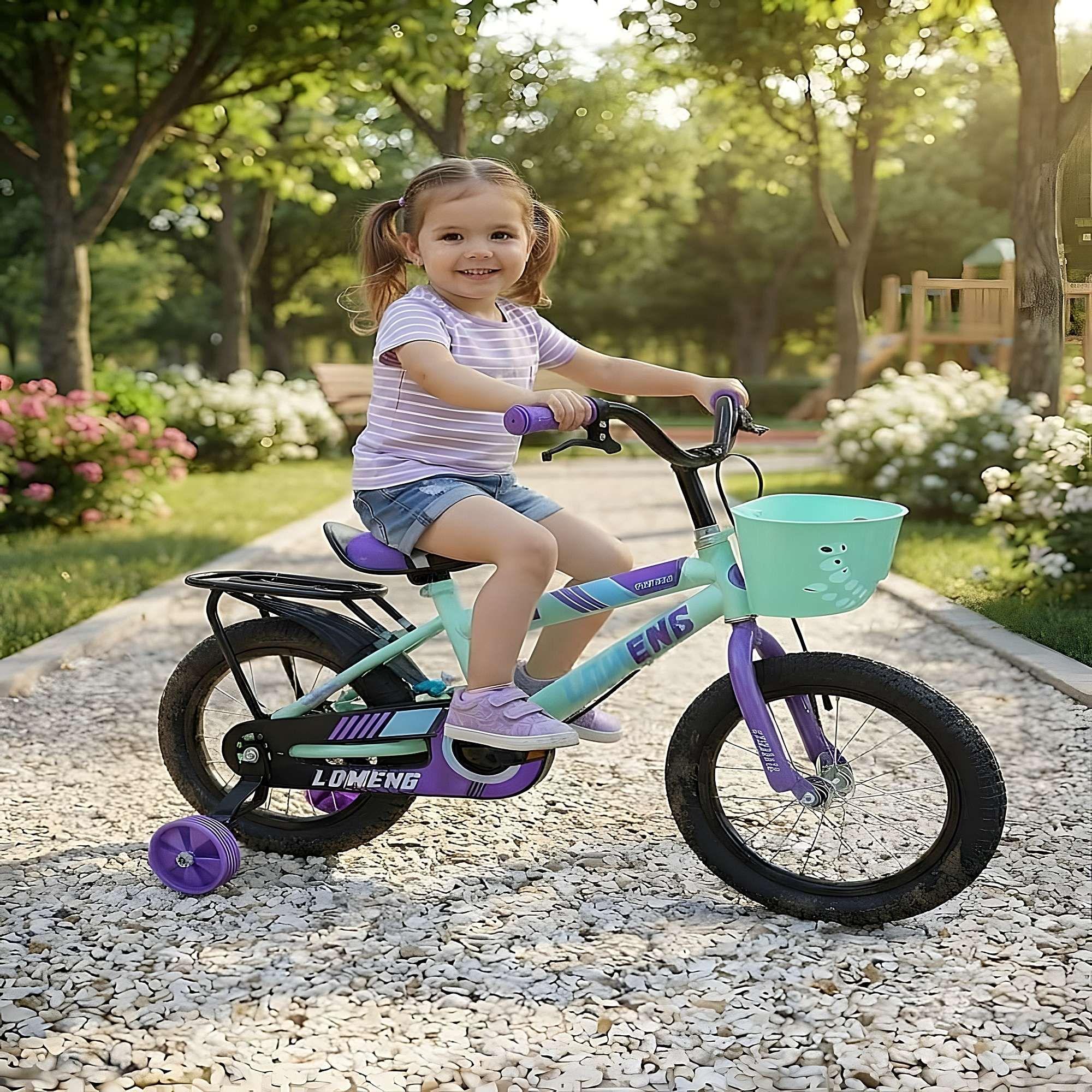 BICICLETA INFANTIL ARO 14 CON RUEDITAS COLOR VERDE AGUA-3