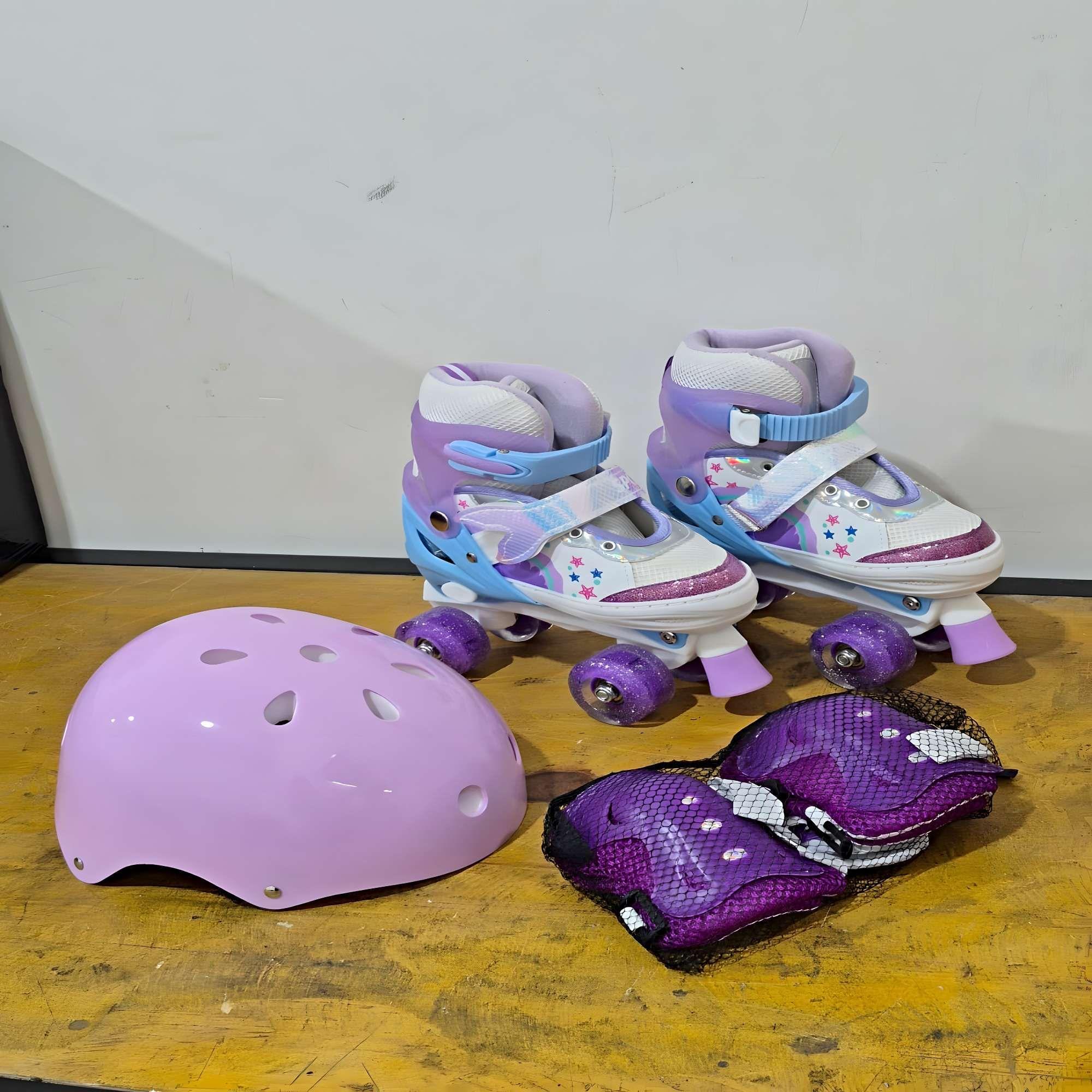 PATIN 4 RUEDAS CON LUCES MAS KIT COMPLETO TALLA M 35-38 MUILTICOLOR2-2