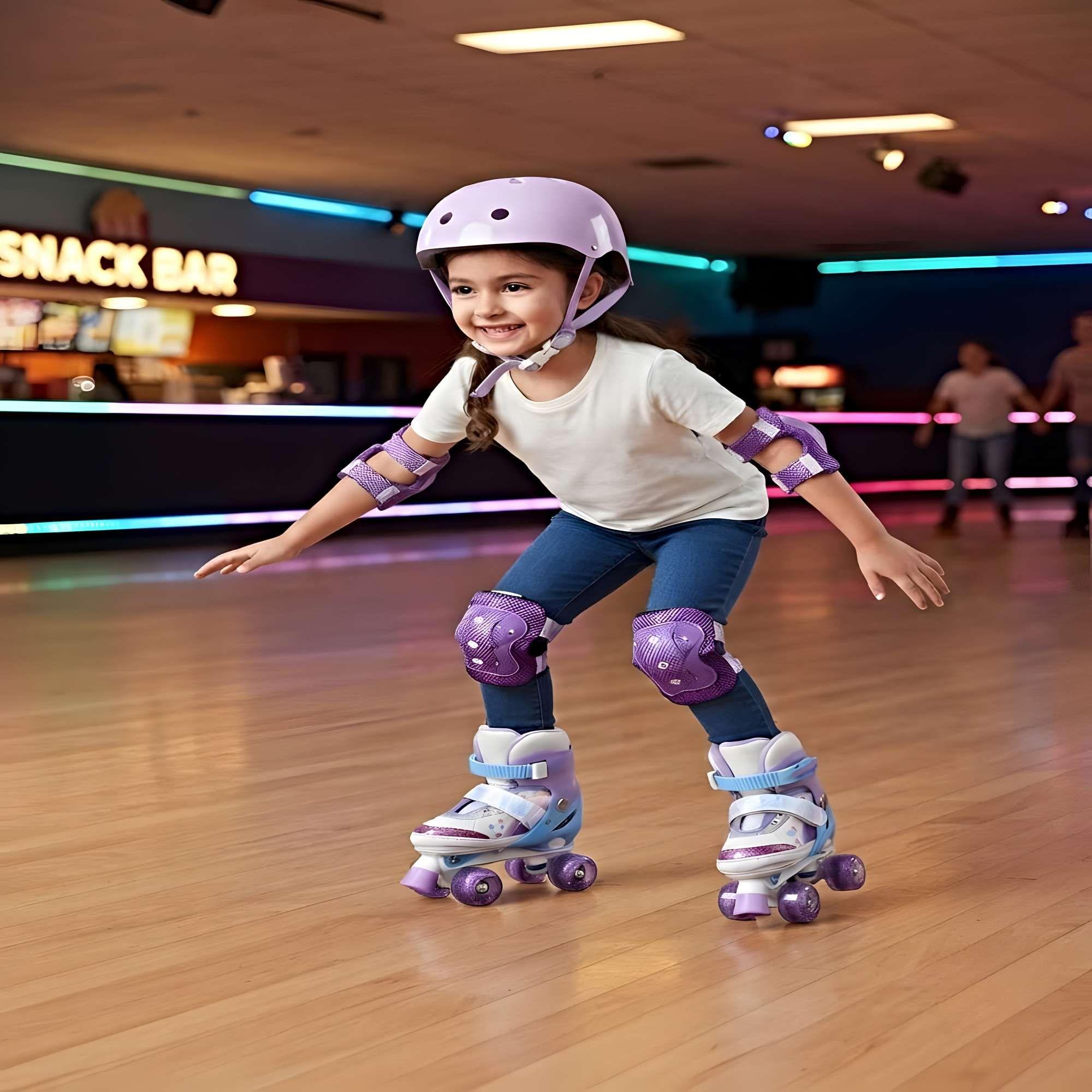 PATIN 4 RUEDAS CON LUCES MAS KIT COMPLETO TALLA M 35-38 MUILTICOLOR2-3