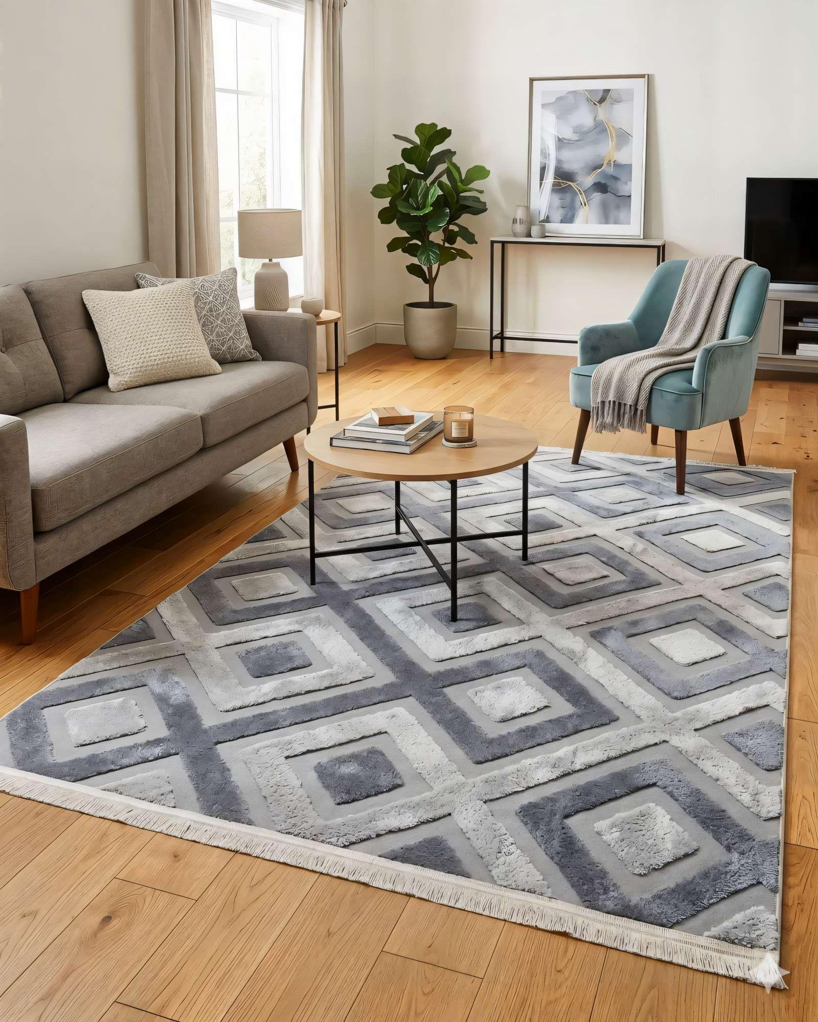 ALFOMBRA JACQUARD 180 X 200  DECORATIVA BICOLOR 3-2